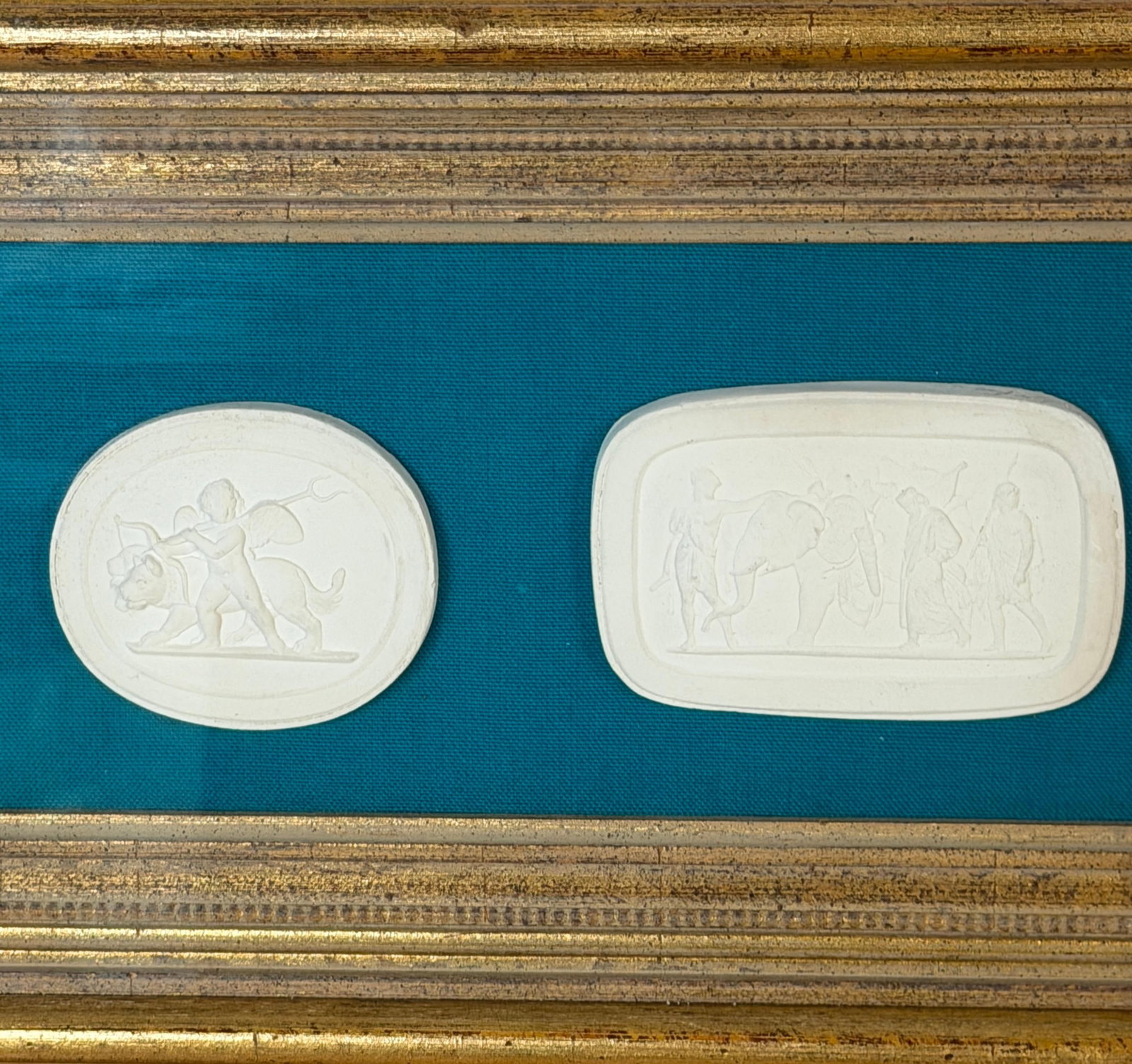 Framed Group of Seven Italian Grand Tour Cast Plaster Intaglios, 19th Century - 10