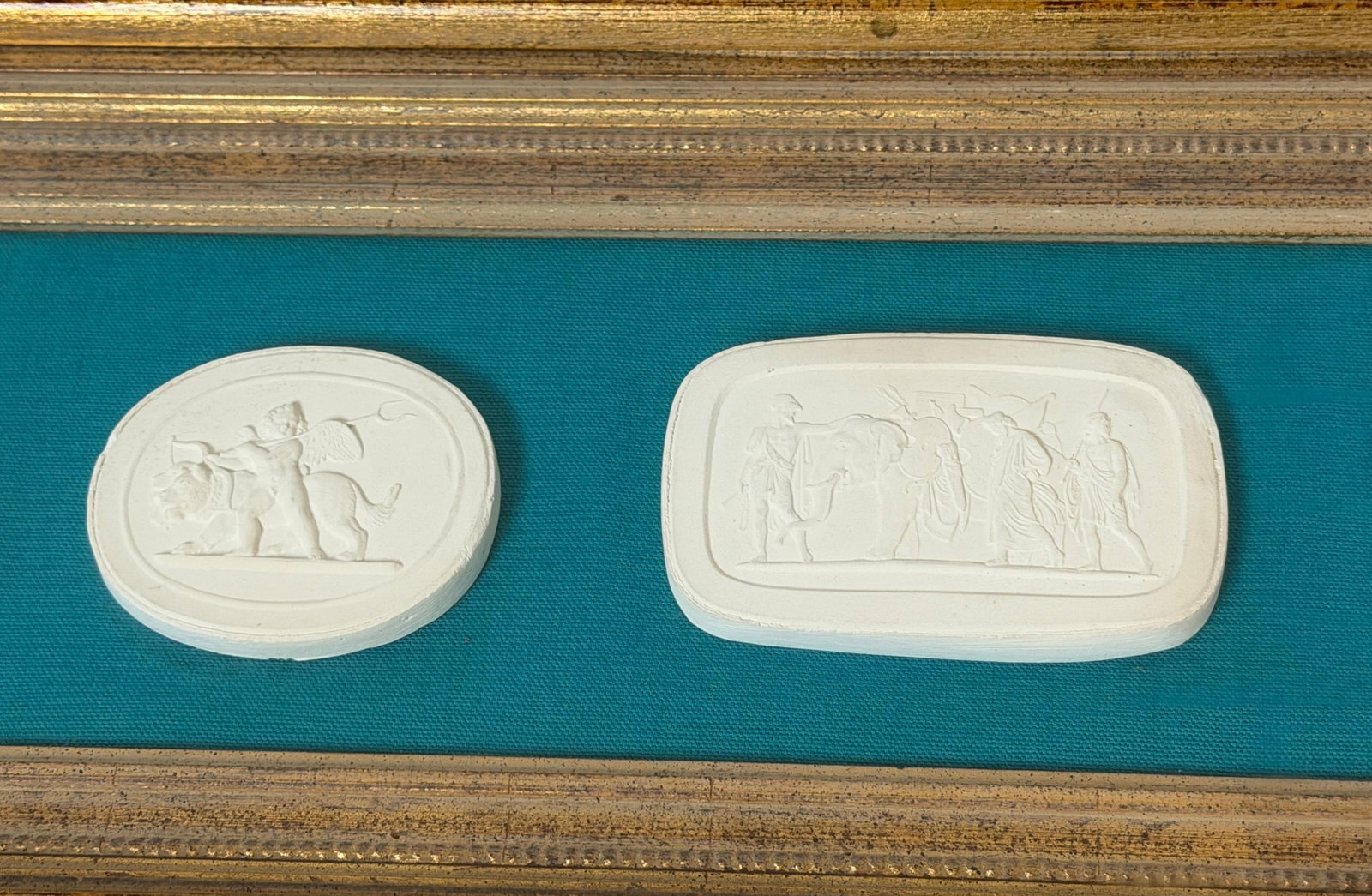 Framed Group of Seven Italian Grand Tour Cast Plaster Intaglios, 19th Century - 13