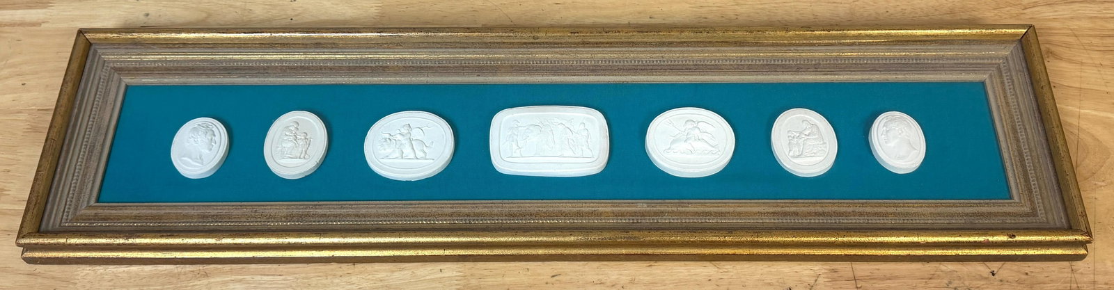 Framed Group of Seven Italian Grand Tour Cast Plaster Intaglios, 19th Century - 5