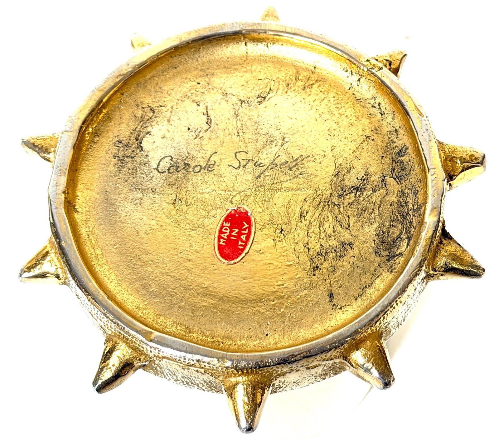 Carole Stupell Silvered & Gilt Bronze Foxhound Box, Signed, Italian Made - 3