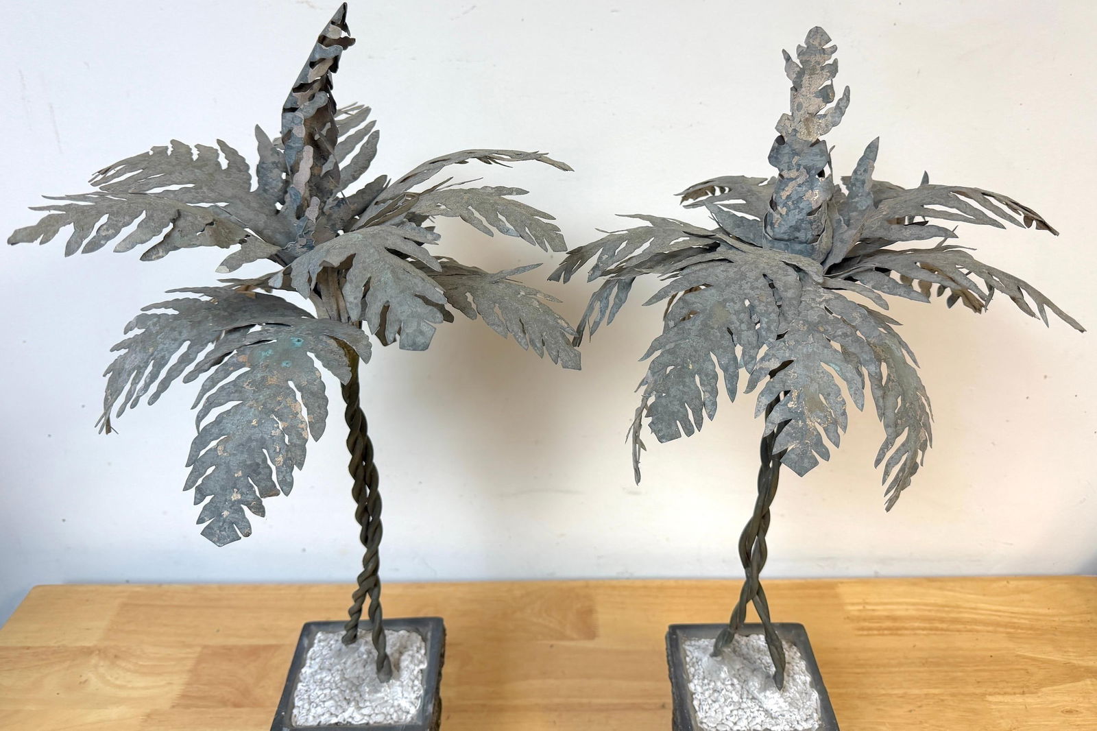 Pair Neoclassical Style Tole Palm Tree Topiaries, Attributed to Maitland-Smith - 12