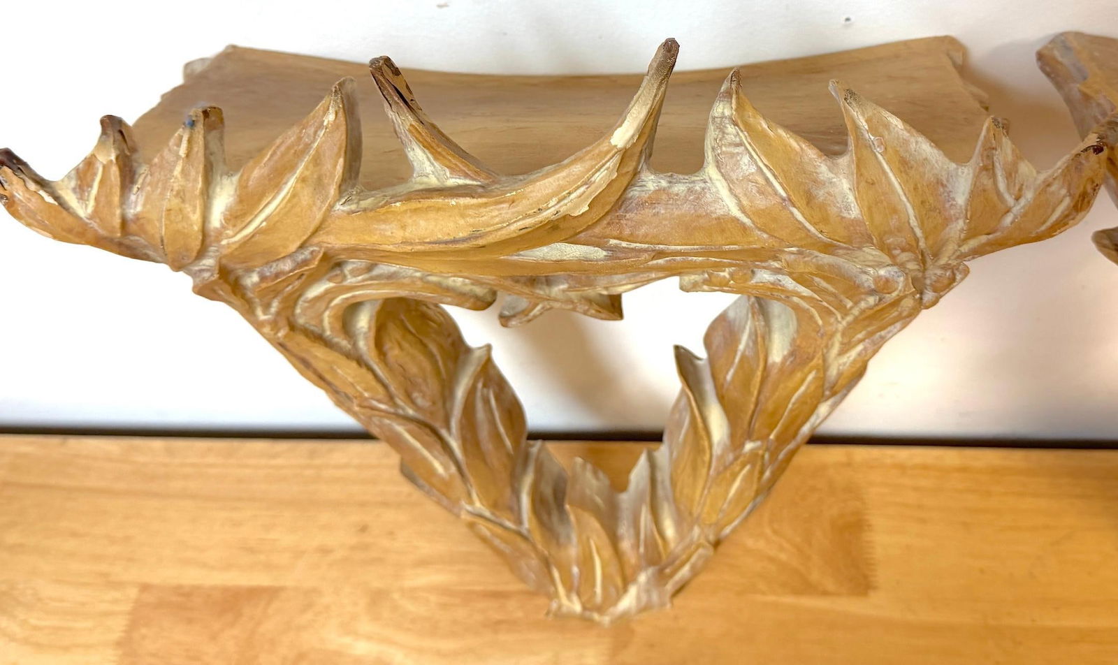 Pair of Serge Roche–Style Palmette Wall Brackets / Shelves - 18