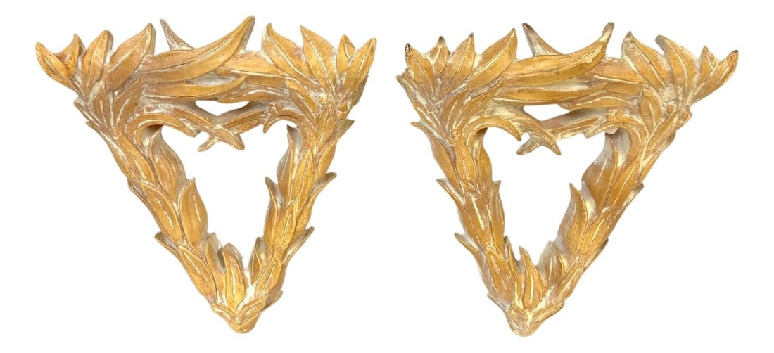 Pair of Serge Roche–Style Palmette Wall Brackets / Shelves (1 of 18)