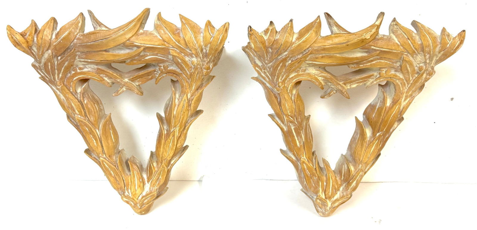 Pair of Serge Roche–Style Palmette Wall Brackets / Shelves - 2