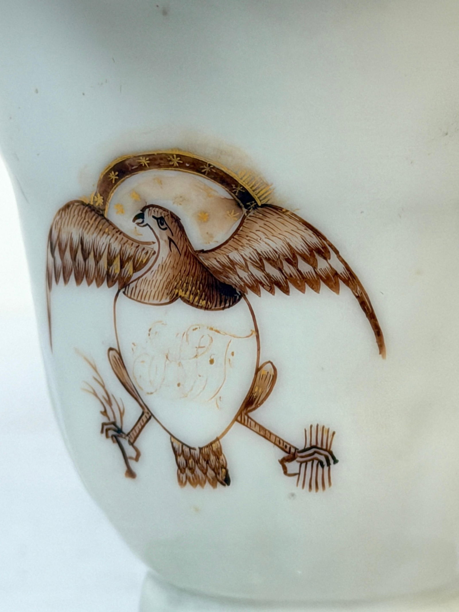 Rare Chinese Export Helmet Pitcher American Eagle Armorial, For American Market - 9