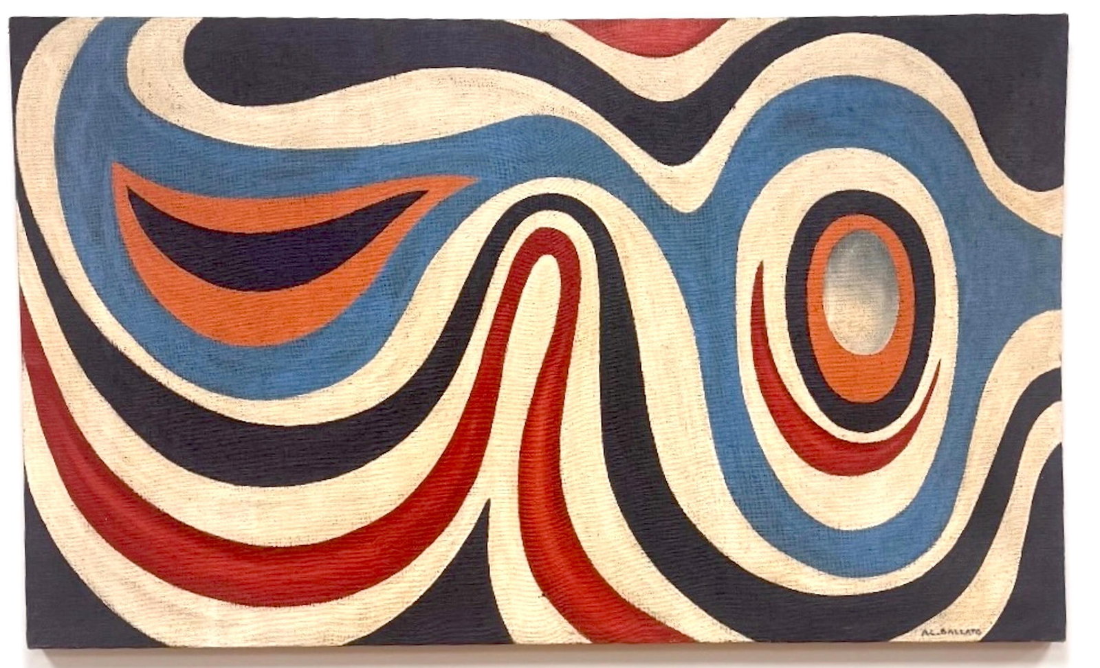 Large Mid Century abstract Oil on Burlap Alexander Calder School, Circa 1950s - 2