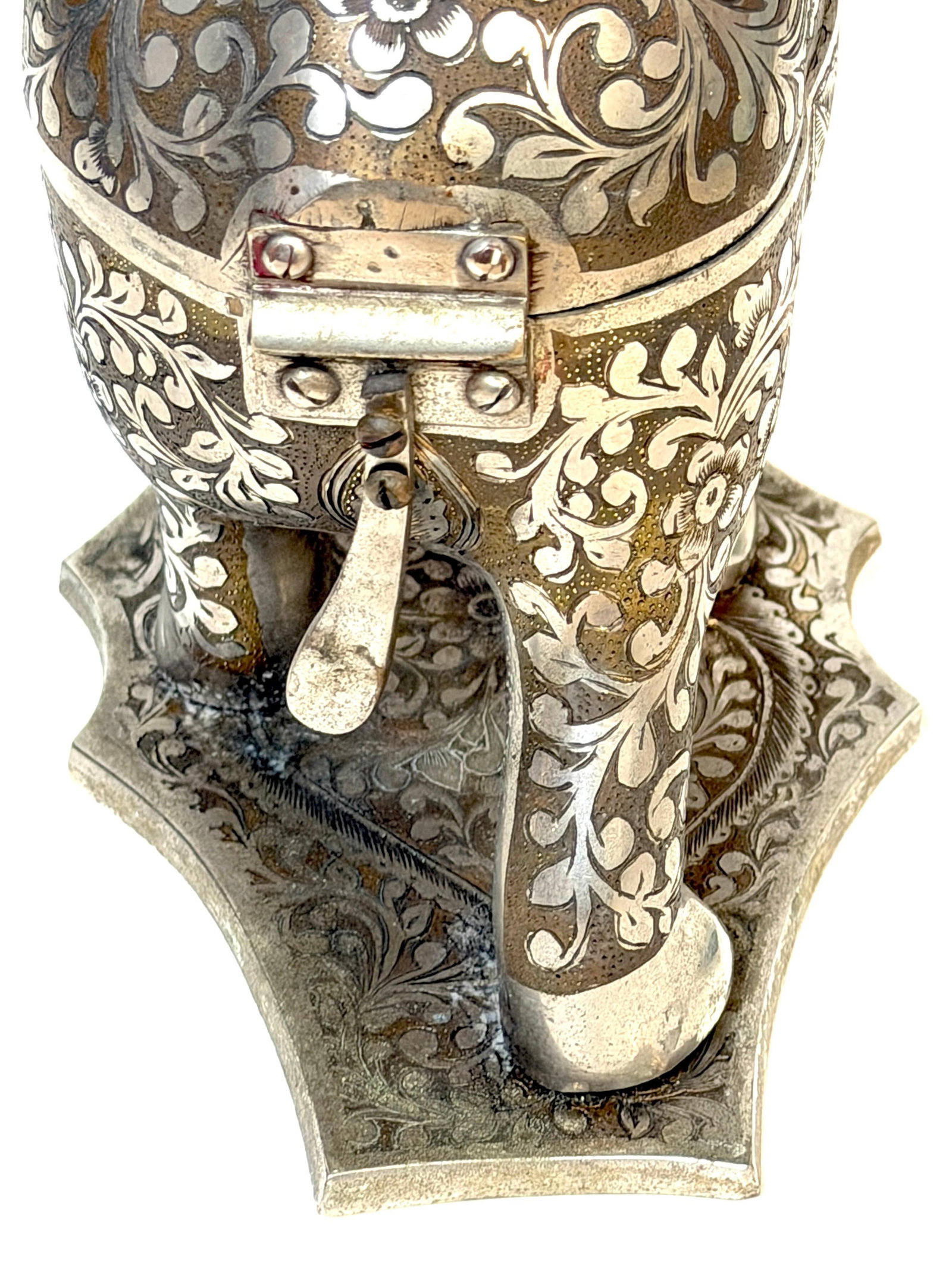 Indian Silvered & Enamel Engraved Bronze Elephant Automaton Swiss Music box - 13