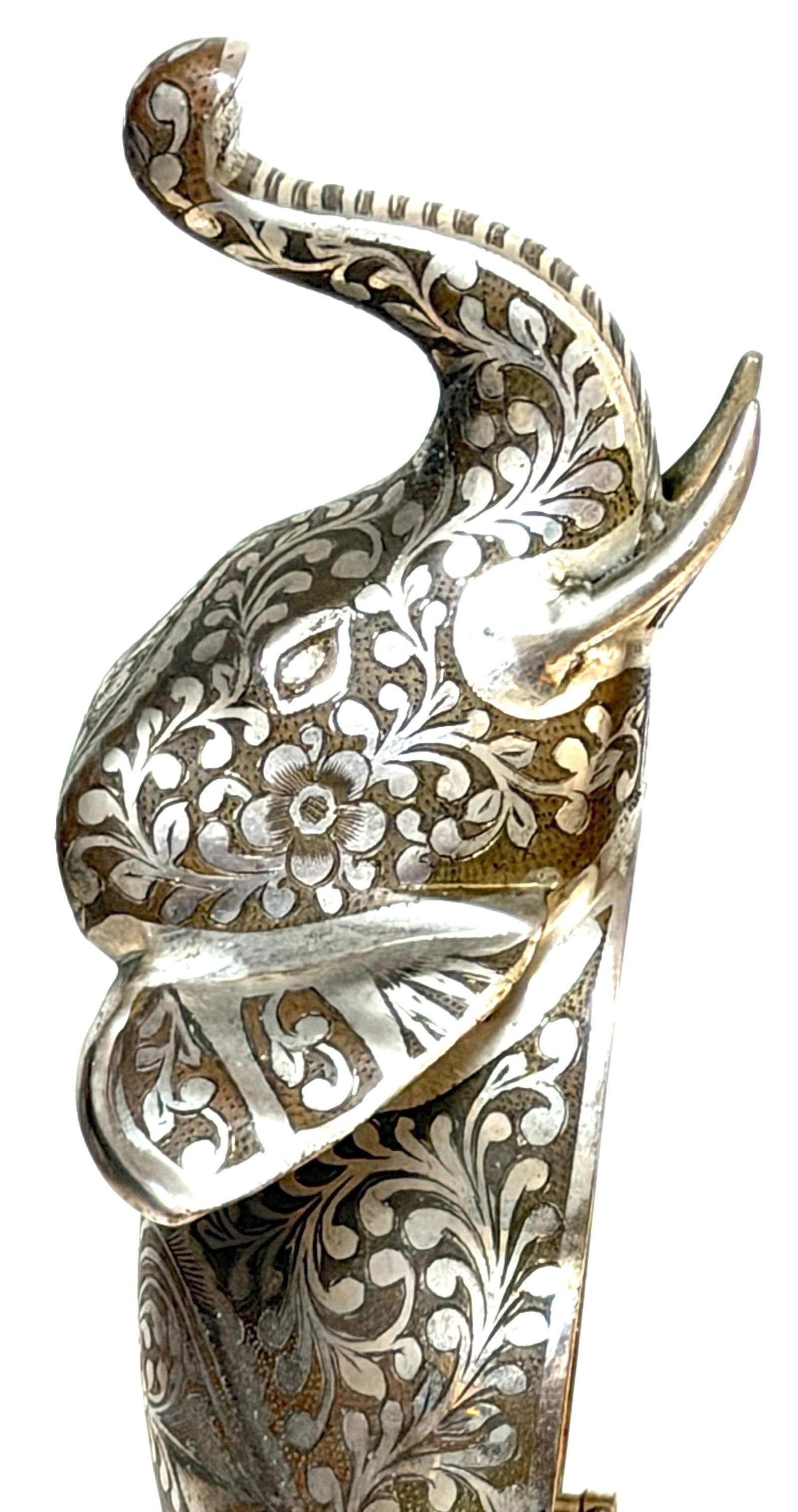 Indian Silvered & Enamel Engraved Bronze Elephant Automaton Swiss Music box - 7