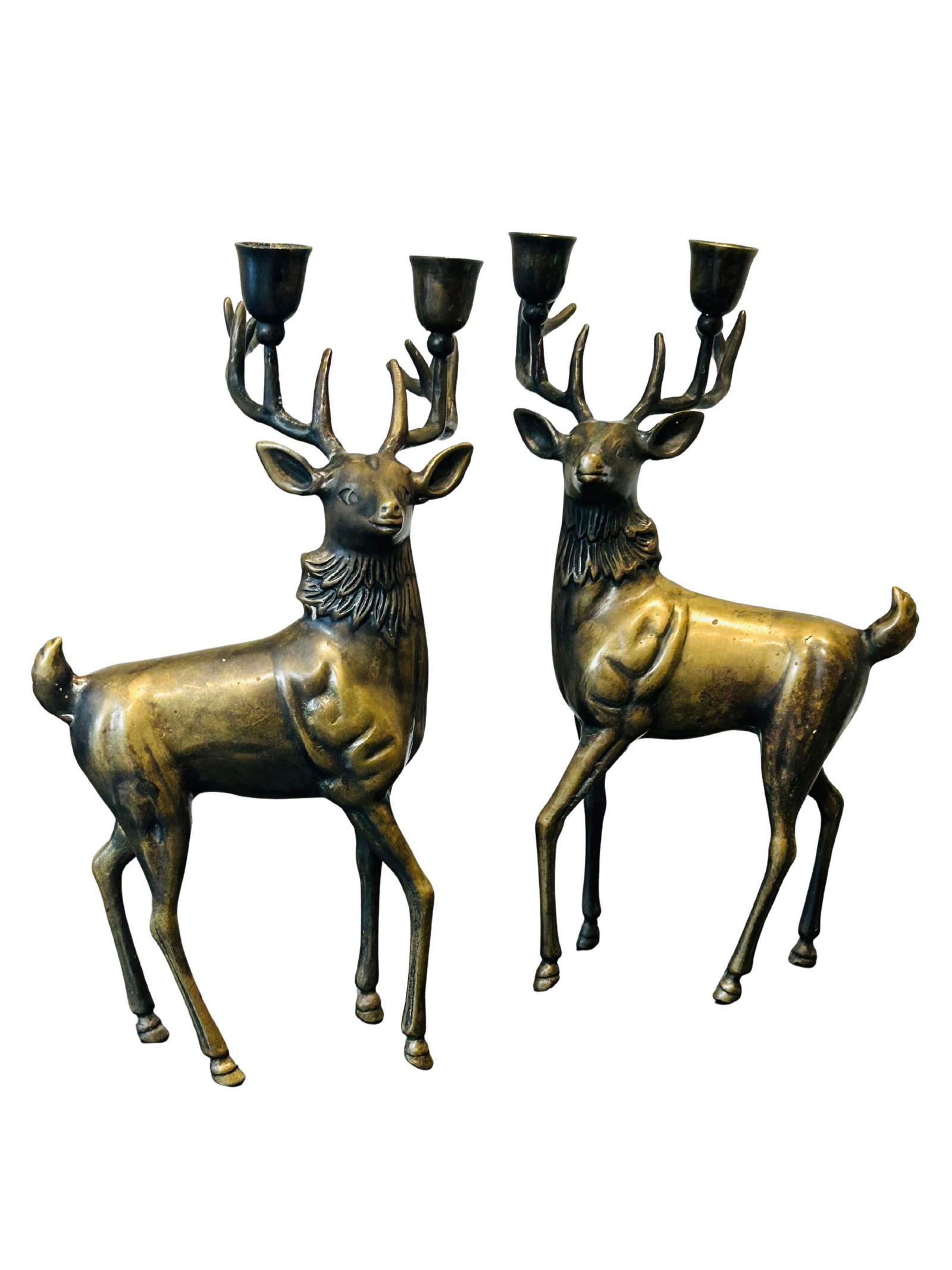 Vintage Mid-Century Modern Brass Sculptural Candelabras – Figurative Brass Art Decor - 2