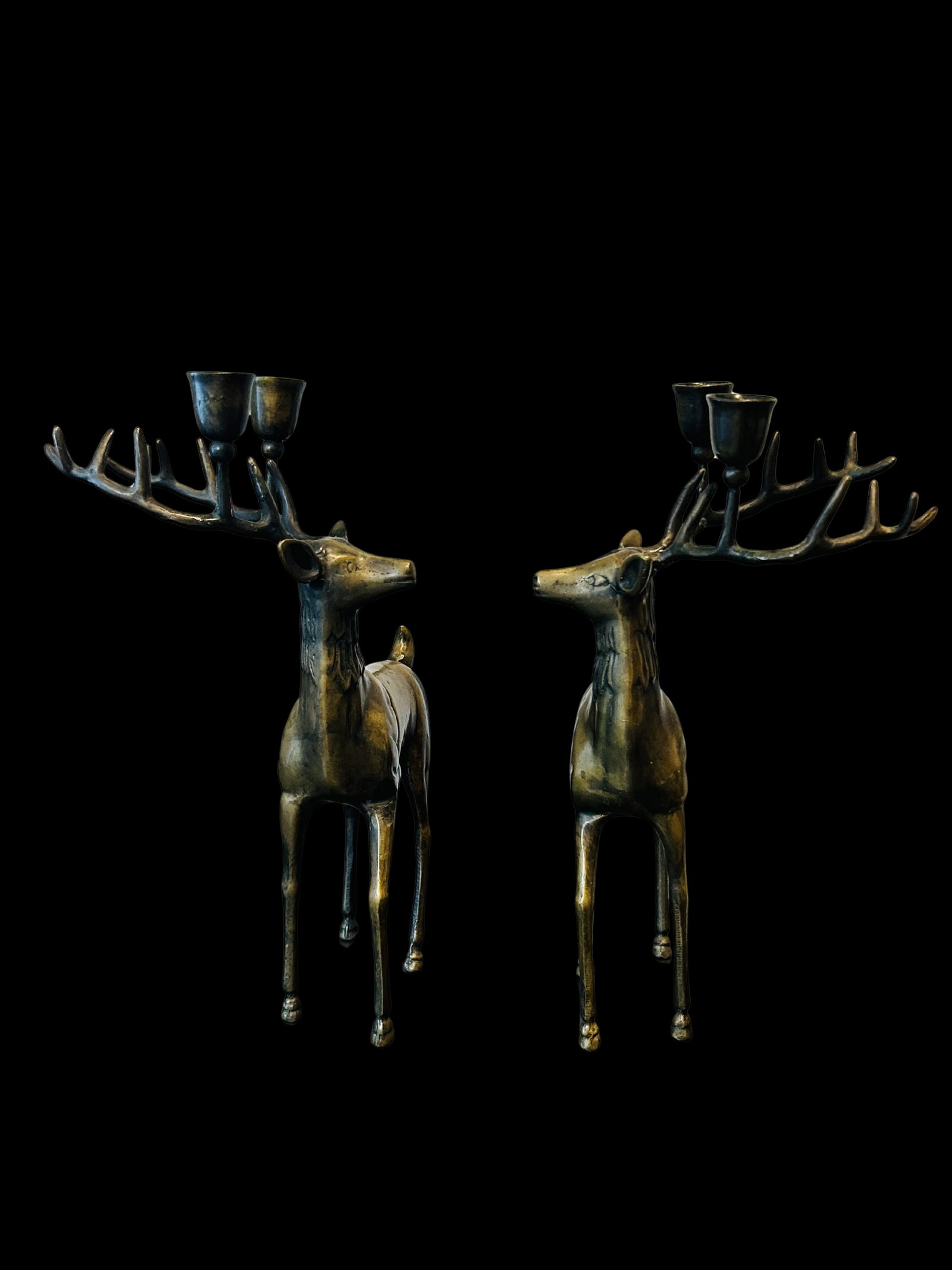 Vintage Mid-Century Modern Brass Sculptural Candelabras – Figurative Brass Art Decor - 5