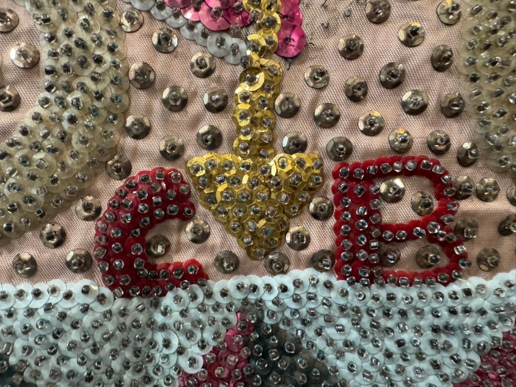 1980s Clotaire Bazile Haitian Vodou Drapo Large Sequined Beaded Flag Textile Wall Hanging - 7