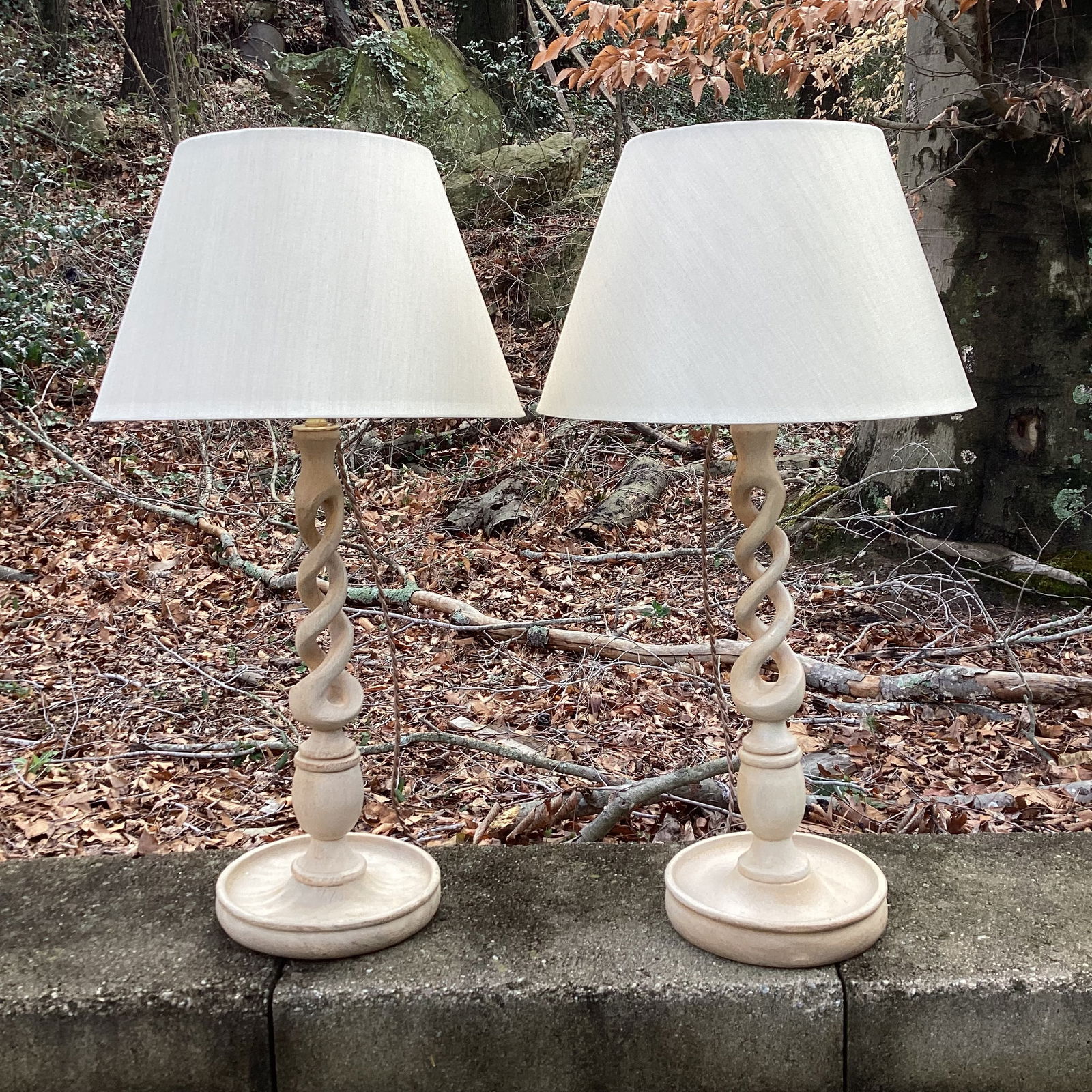 Custom Turned Wood Candlestick Lamps – Newly Wired, 27" H - a Pair - 7