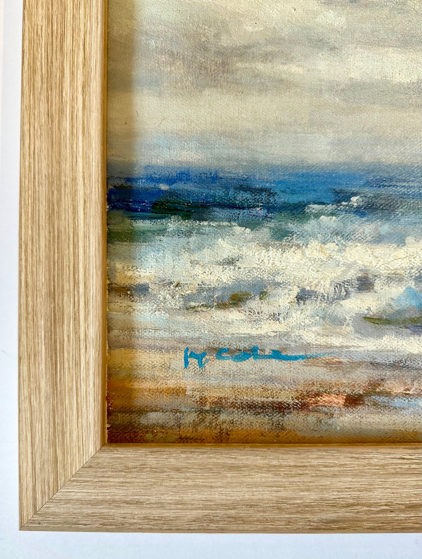 Seascape Ocean Waves Dramatic Stormy Impressionist Coastal Original Oil Painting by H. Cole - 4