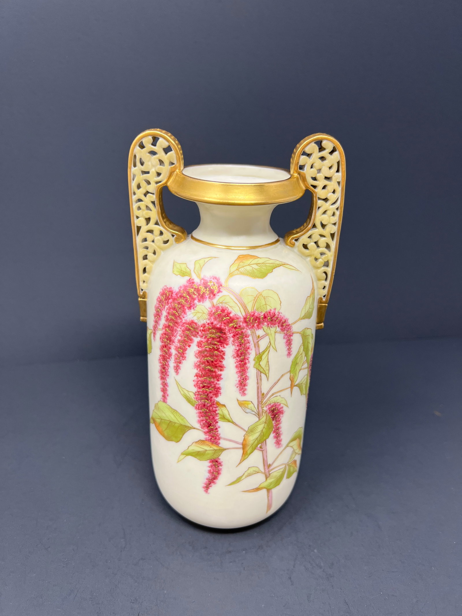 Antique Royal Worcester Blush Ivory Porcelain Twin-Handled Aesthetic Movement Vase, England c.1900 - 7