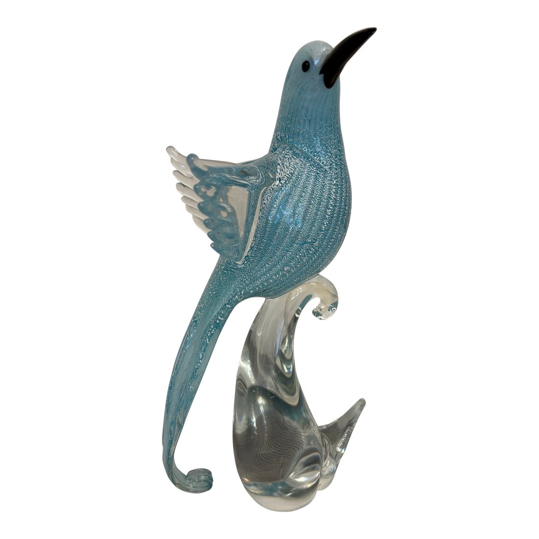 Vintage Murano Fancy Blue Jay Hand Blown Glass Sculpture: This vintage Murano fancy blue jay hand blown glass sculpture looks like it is about to take flight! It is really quite adorable! This is by far my favorite Murano piece I have bought.I have kept it
