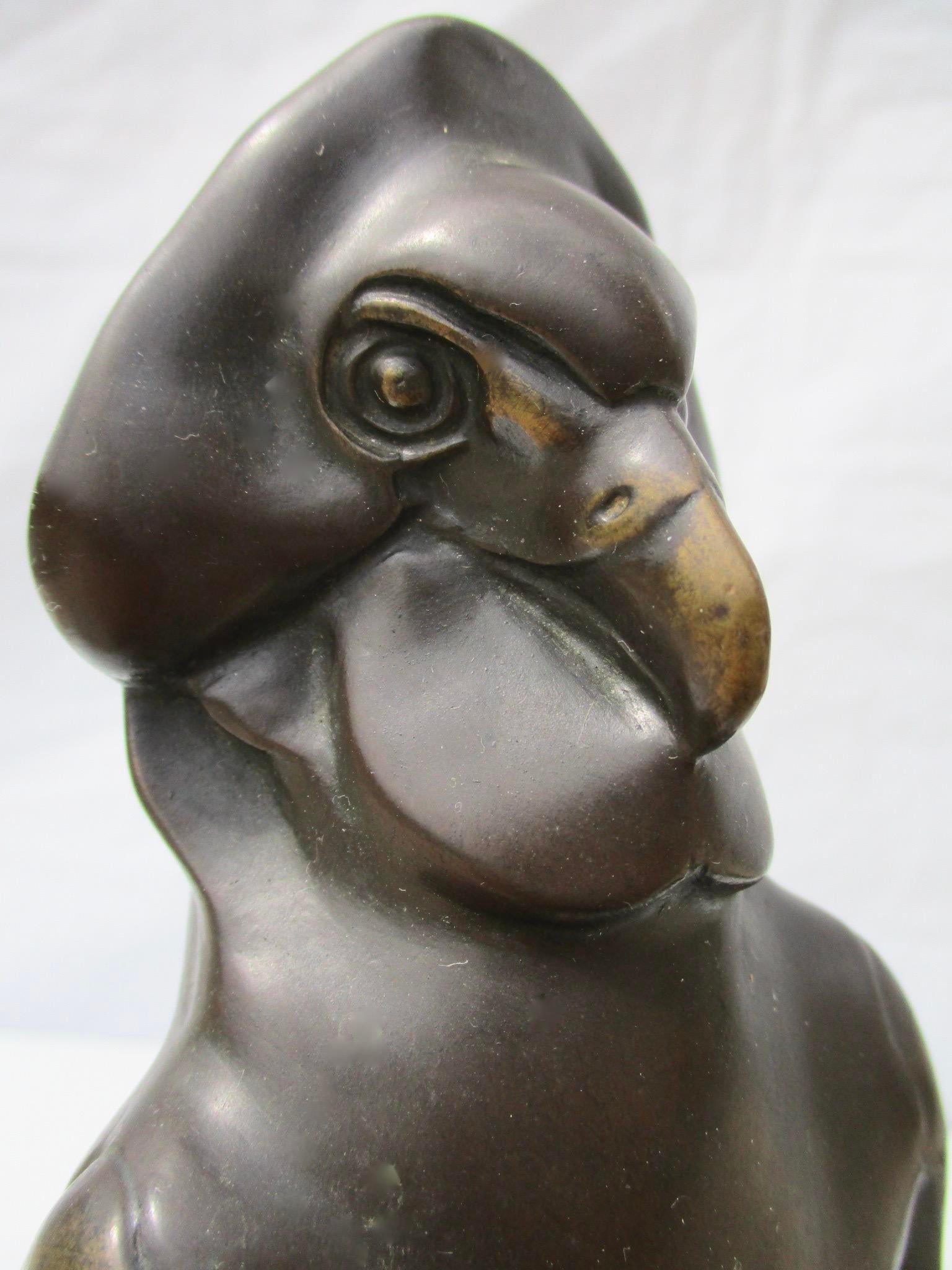 Art Deco Hunting Bird Sculpture on Porphyry Plinth - 10