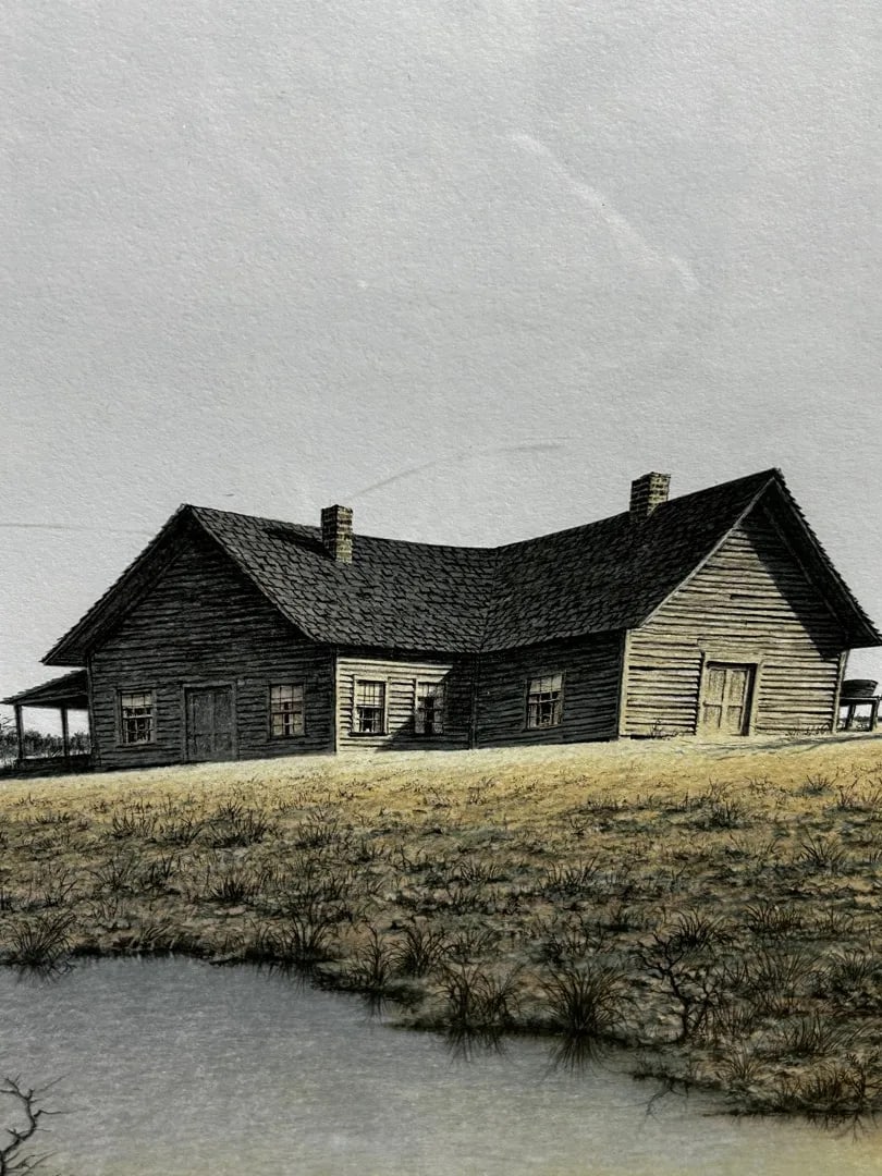 Butler Brown Hand-Signed & Remarqued Original Lithograph, the Old Georgia Farmhouse (1977), Franklin - 12