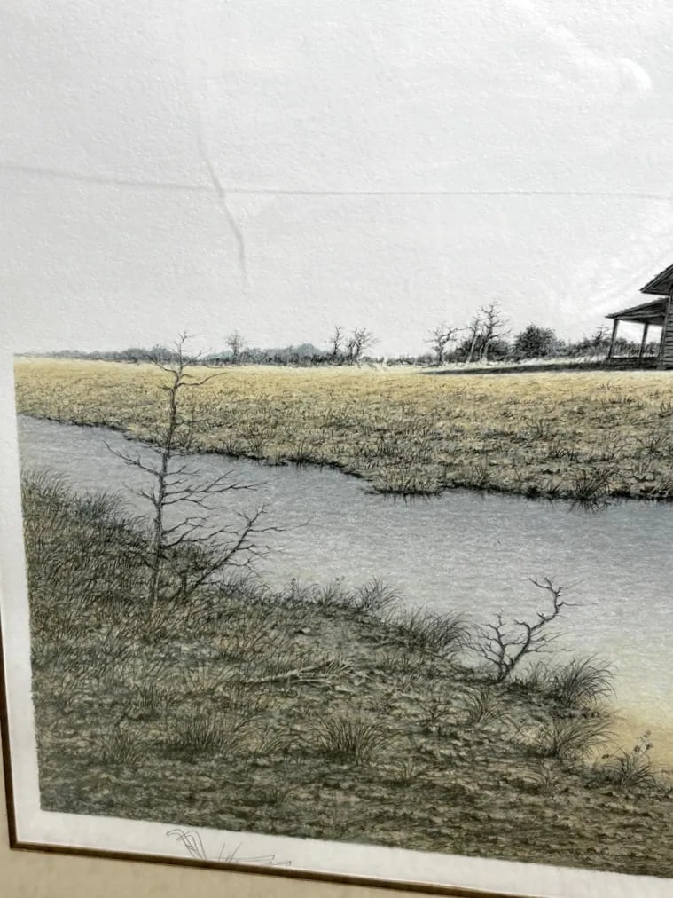 Butler Brown Hand-Signed & Remarqued Original Lithograph, the Old Georgia Farmhouse (1977), Franklin - 5