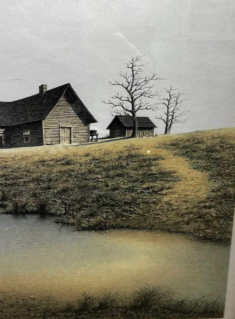 Butler Brown Hand-Signed & Remarqued Original Lithograph, the Old Georgia Farmhouse (1977), Franklin - 6
