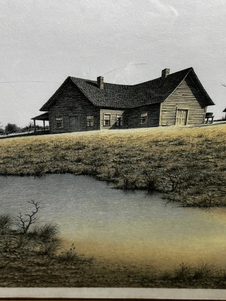 Butler Brown Hand-Signed & Remarqued Original Lithograph, the Old Georgia Farmhouse (1977), Franklin - 7