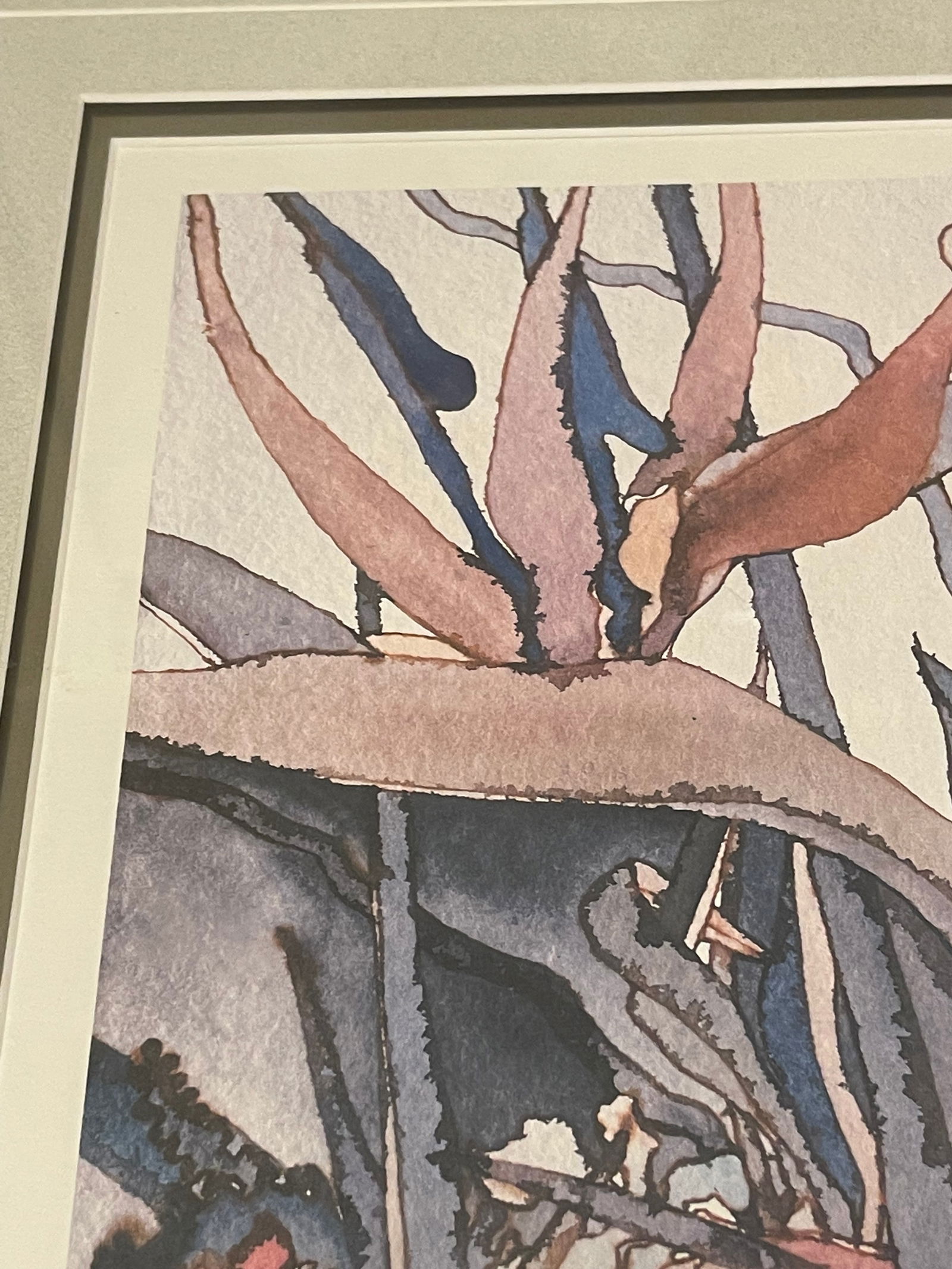 Etienne Velvety Blue Peach Watercolor Lithograph "Tropical Fusion" #23/350 Signed Framed - 4