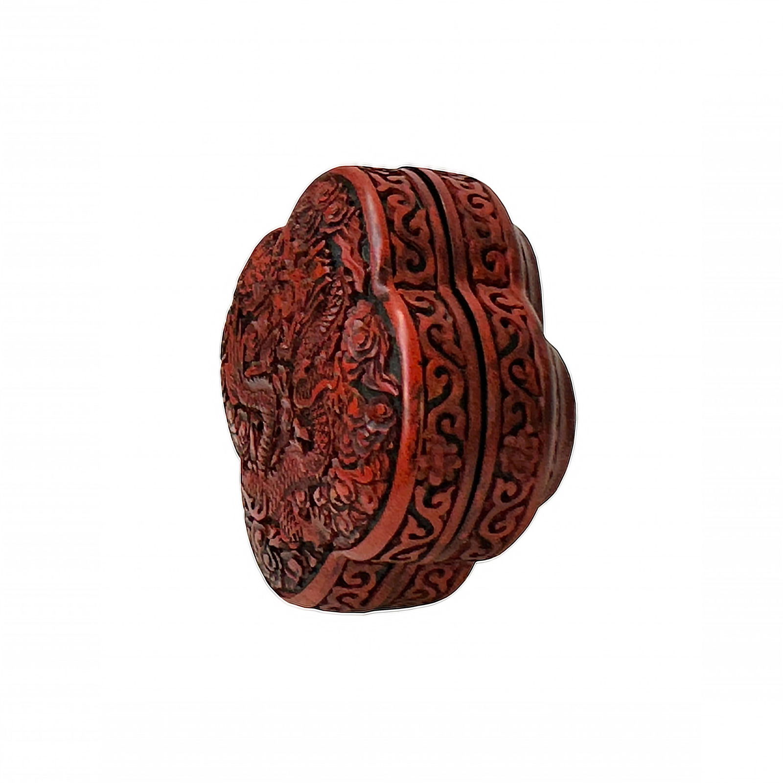 Handcrafted Vintage Chinese Red Lacquer Four Lobed Floral Accent Box - 8