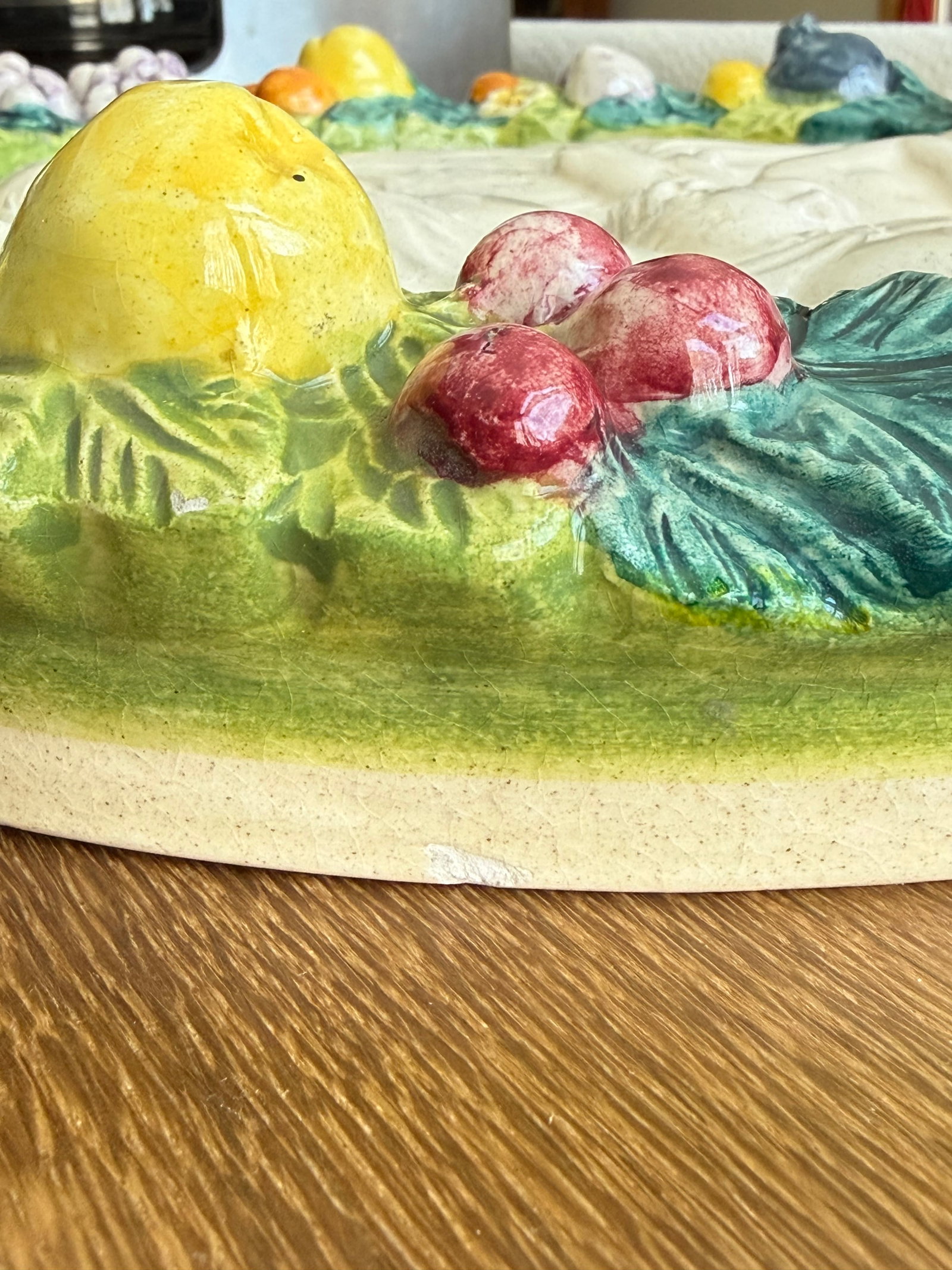 Vintage Italian Majolica Pottery Della Robbia Style Wall Plaque - 14