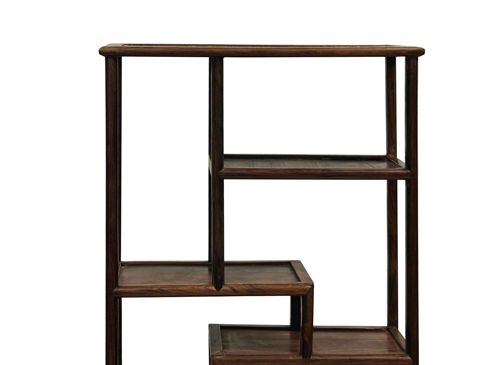 Chinese Brown Rosewood Rectangular Small Curio Display Stand - 8