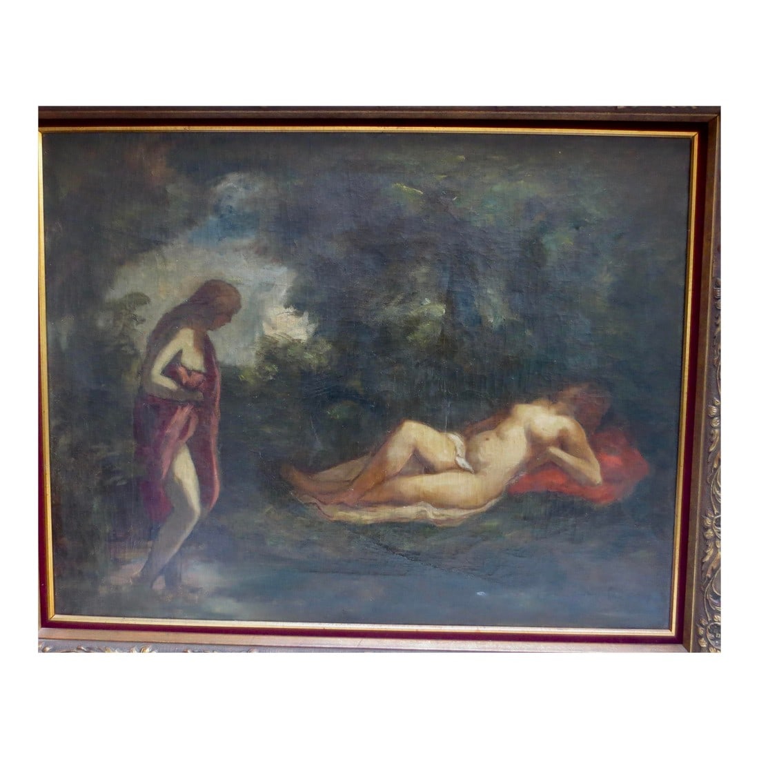 Béla IvÃ¡nyi-GrÃ¼nwald Oil on Canvas Bathers in the Forest: Béla IvÃ¡nyi-GrÃ¼nwald (Hungarian, 1867-1940), Fauve period work of two bathers in a meadow. Circa 1910. Oil on canvas in a midcentury frame. Very well known Hungarian