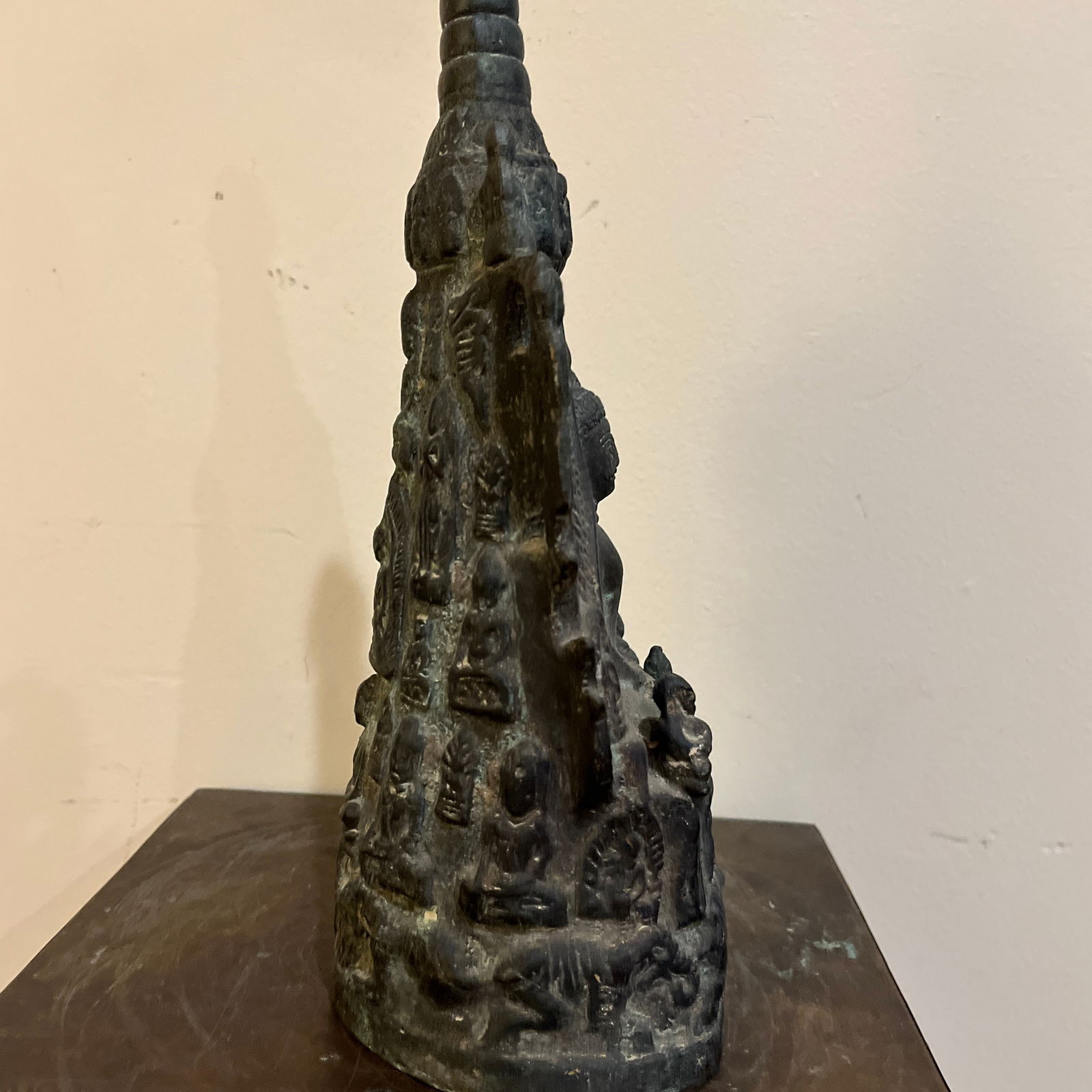 Vintage Thai Bronze Stupa Shrine With 1,000 Buddha Motif - 10