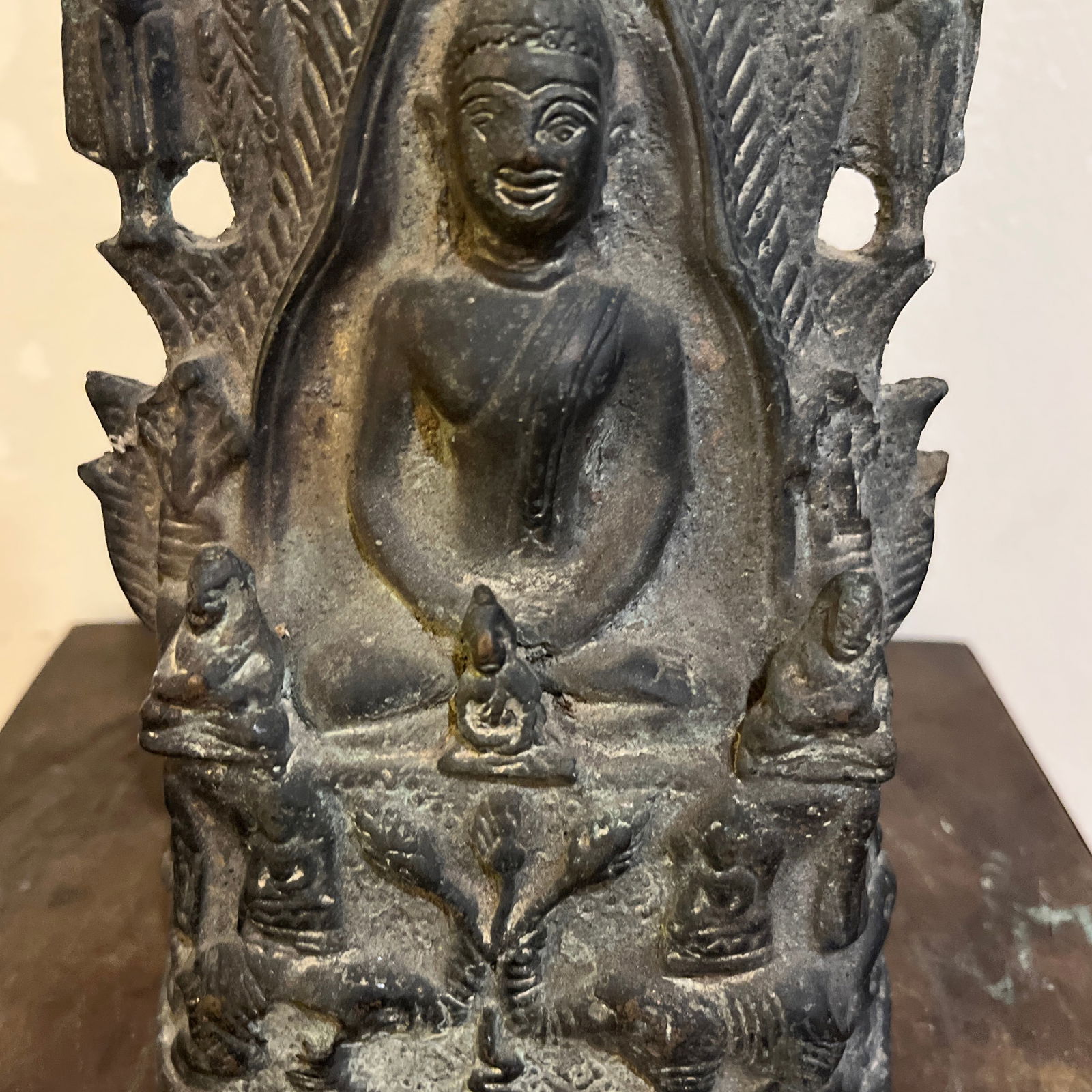 Vintage Thai Bronze Stupa Shrine With 1,000 Buddha Motif - 2