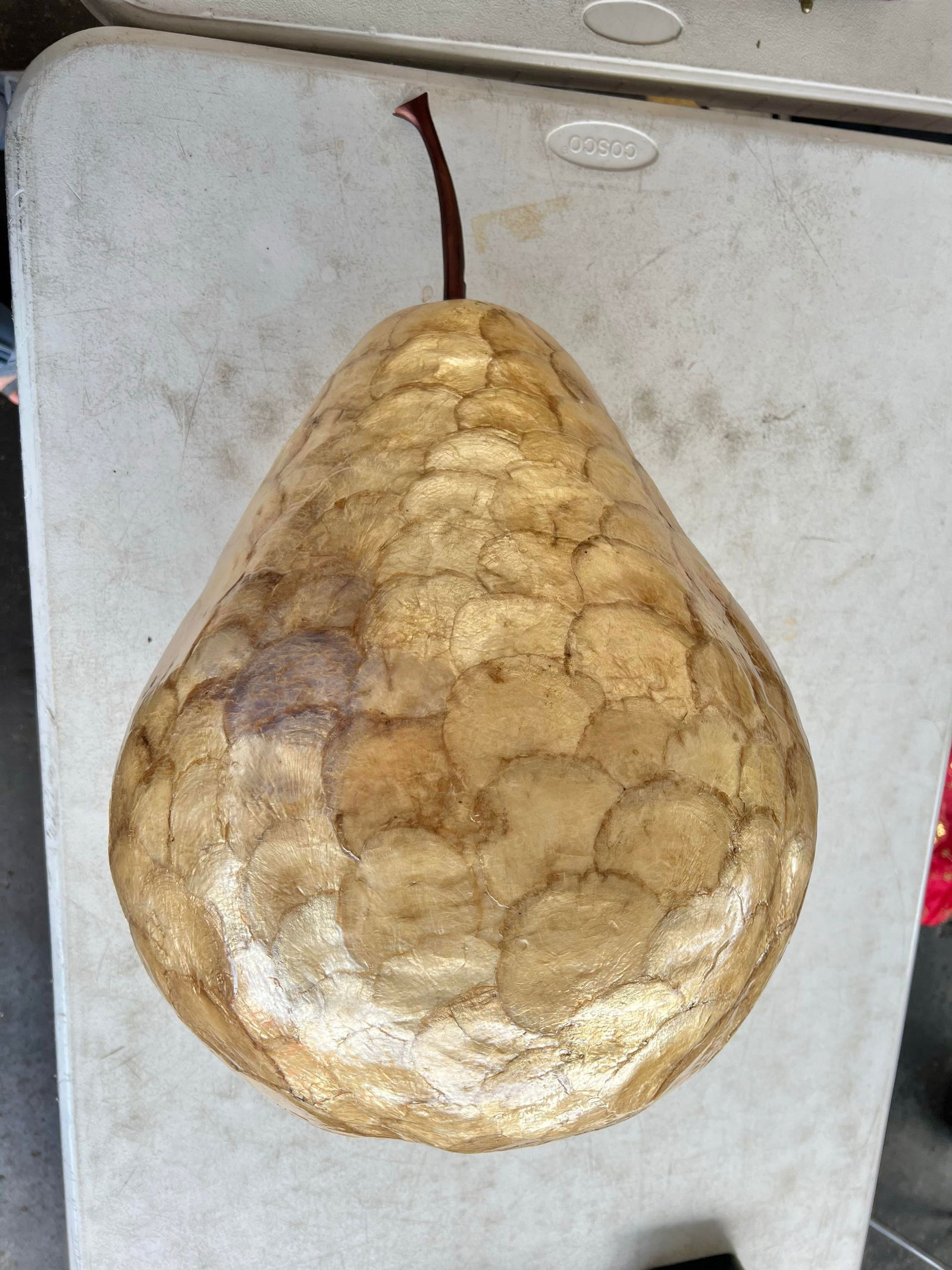 Late 20th Century Large Scale Gold Tone Capiz Shell Fruit Pear - 2