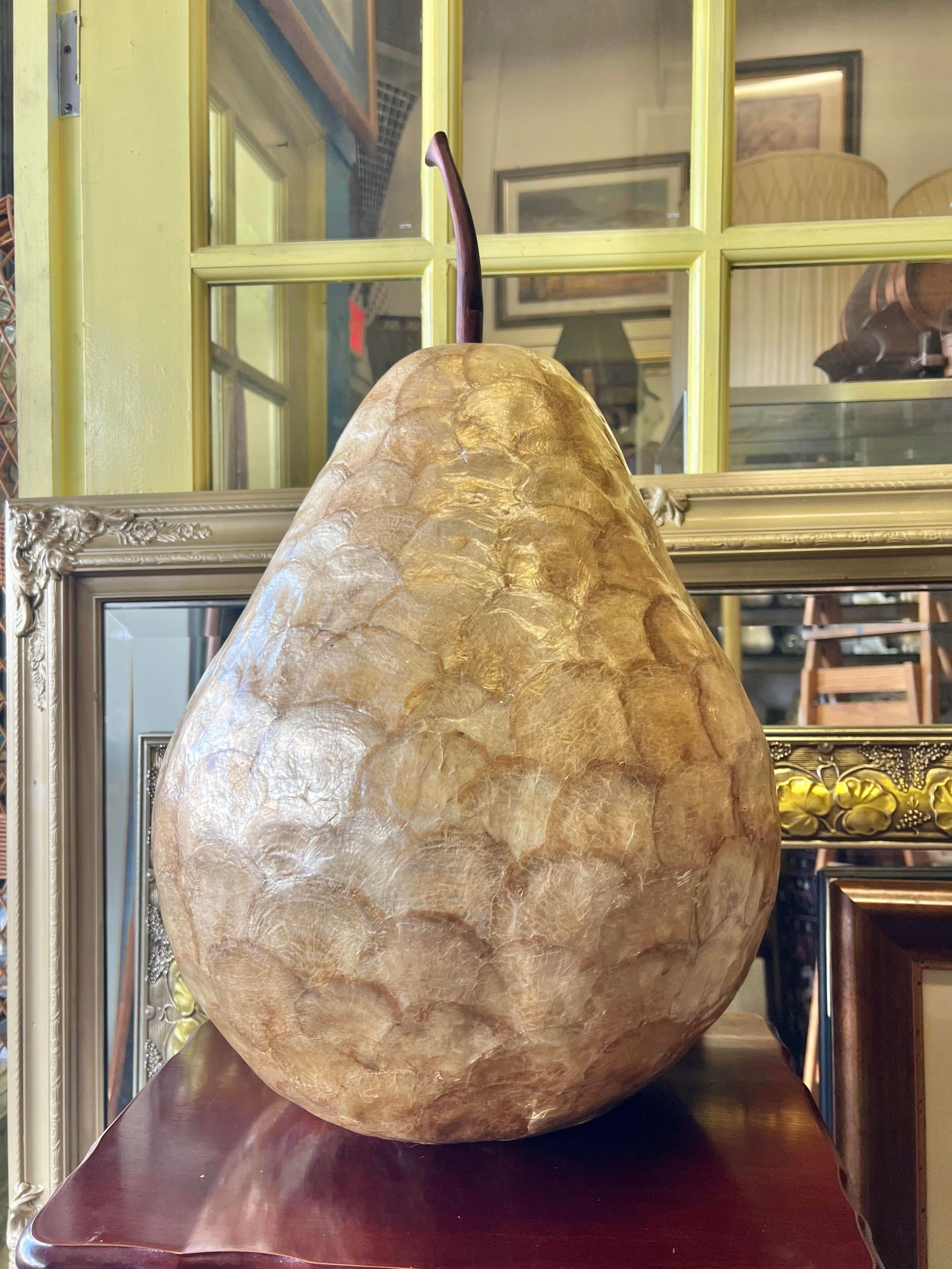 Late 20th Century Large Scale Gold Tone Capiz Shell Fruit Pear - 6