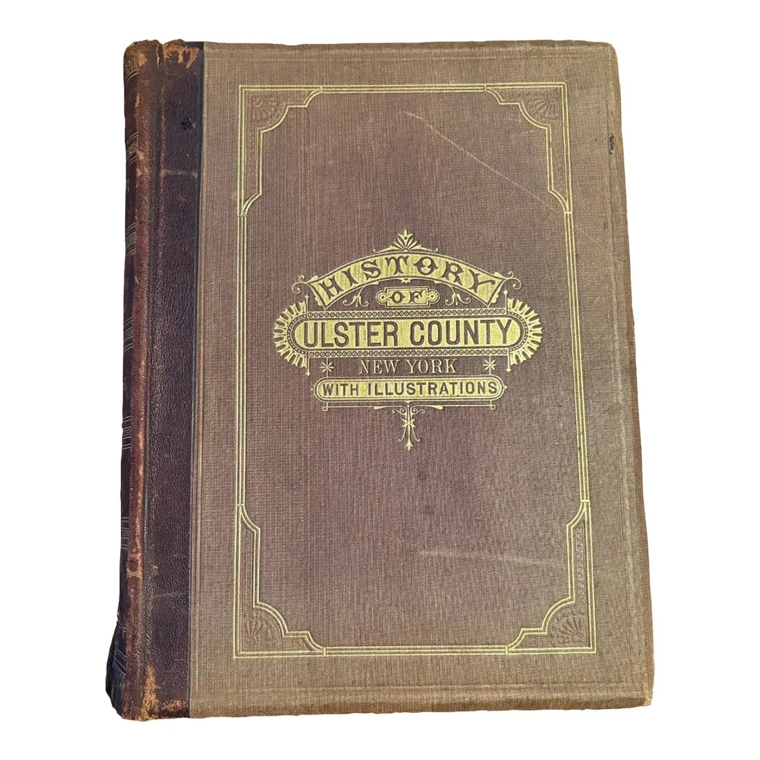 Antique Hardcover Book Titled "History of Ulster County, New York" With Leather Binding, Publish: Antique Hardcover Book "History of Ulster County, New York" With Leather Binding and Textile cover. Published 1880 by Everts and Peck Philadelphia. Includes Illustrations and Biographical Sketches.a