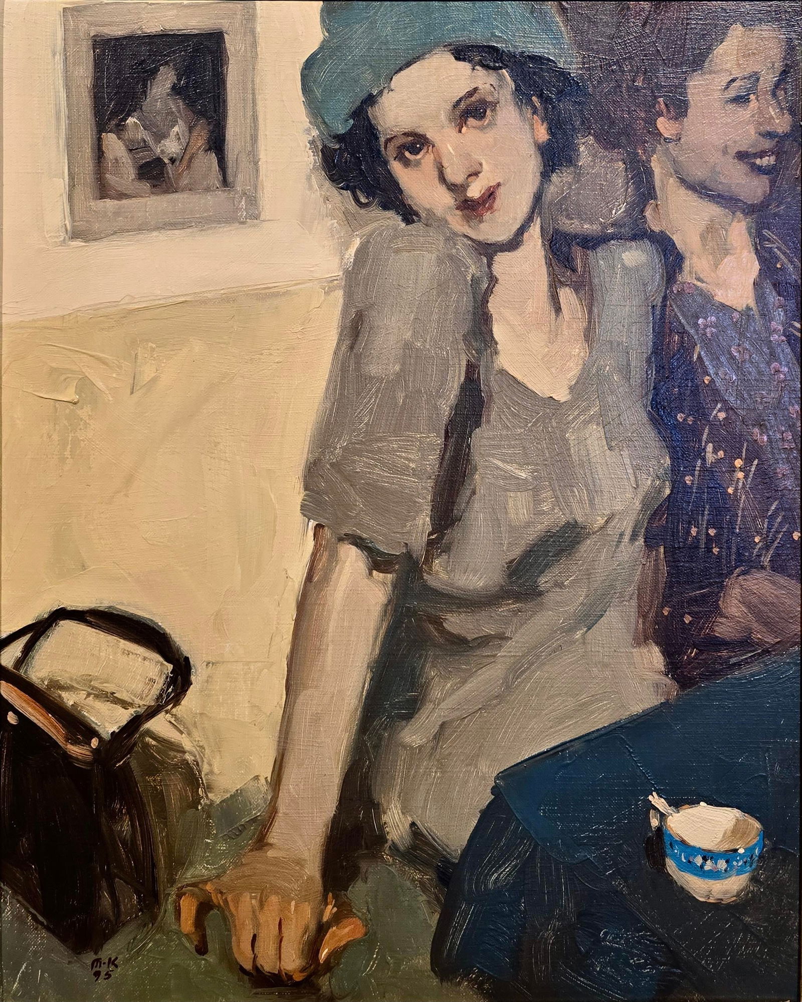 Milt Kobayashi - Girlfriends at a Restaurant -Oil Painting - 3