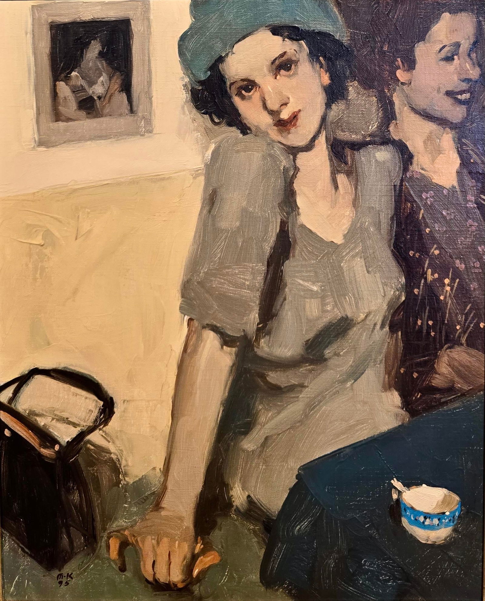 Milt Kobayashi - Girlfriends at a Restaurant -Oil Painting - 4
