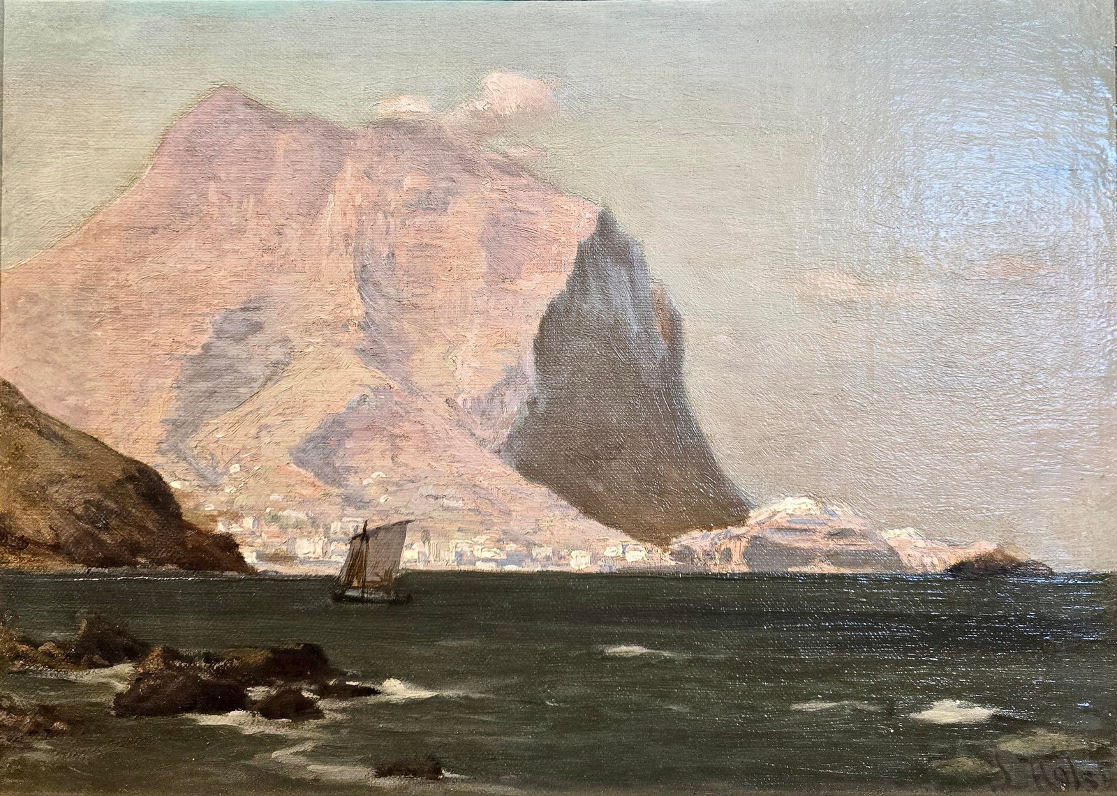 Laurits Holst -19th Century View of Madeira Rocky Coastline in Portugal -Oil Painting - 3