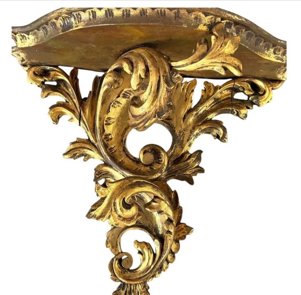 Italian Hand-Carved Gilded Wall Brackets, Rococo, Mid-19th Century - 4