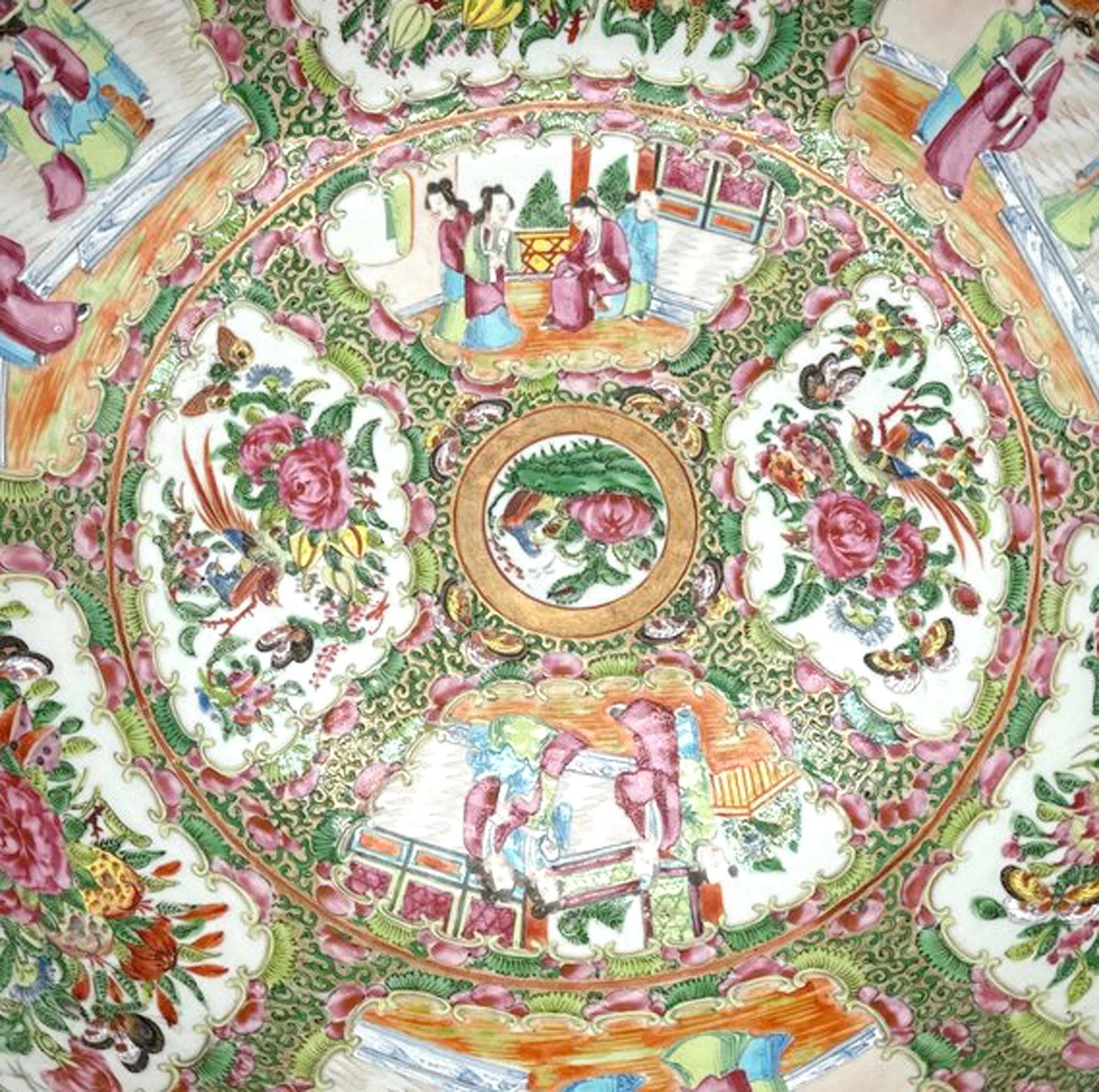 Chinese Export Porcelain Rose Medallion Large Punch Bowl - 10