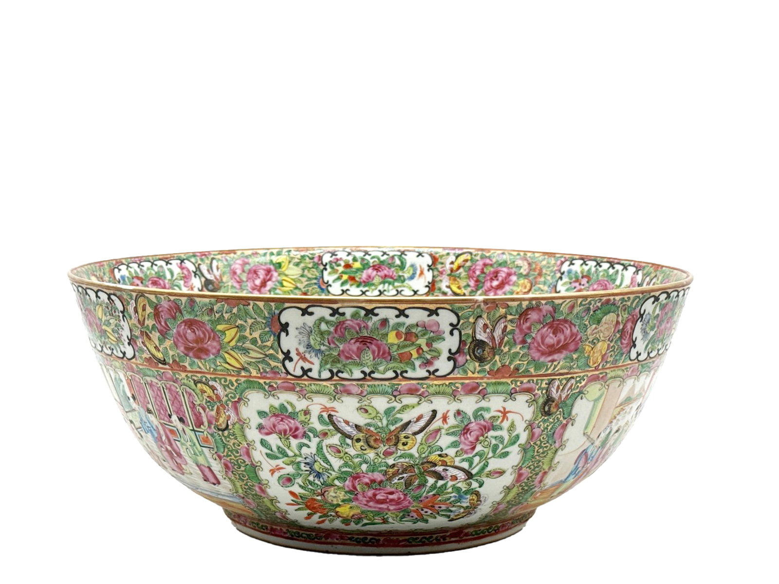 Chinese Export Porcelain Rose Medallion Large Punch Bowl - 11