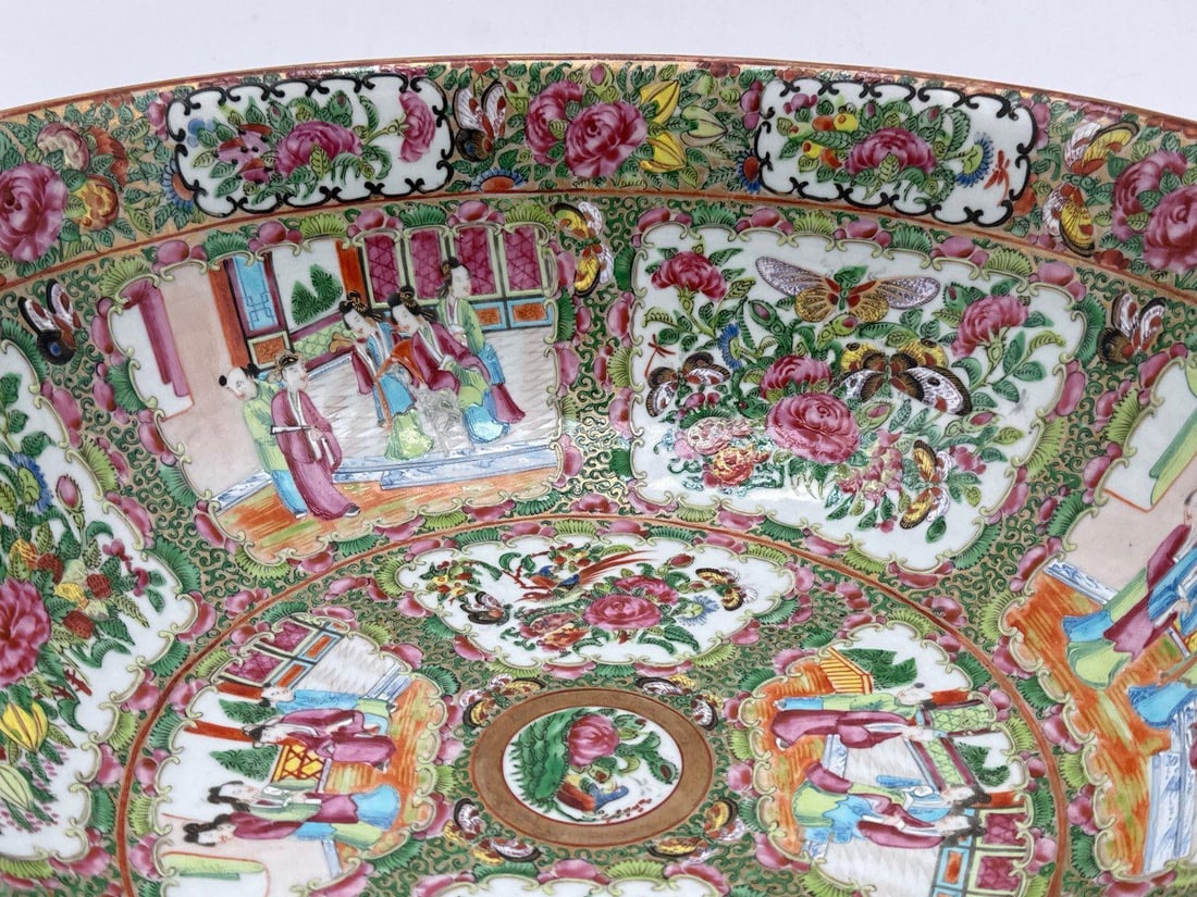 Chinese Export Porcelain Rose Medallion Large Punch Bowl - 5