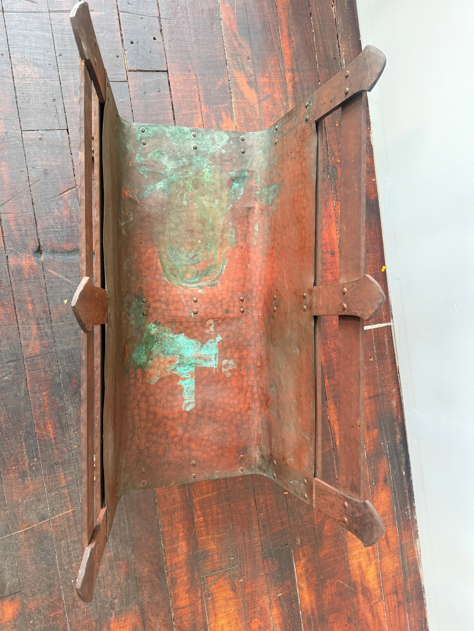 Gustav Stickley Style Arts and Crafts Copper and Iron Log Holder, C. 1910 - 5