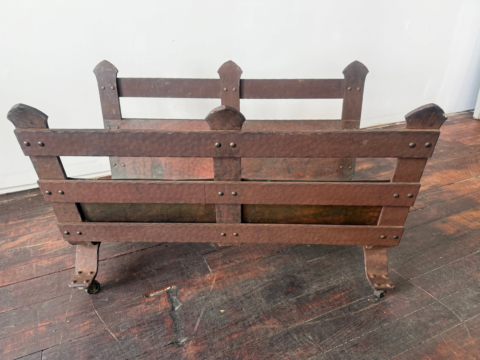 Gustav Stickley Style Arts and Crafts Copper and Iron Log Holder, C. 1910 - 8