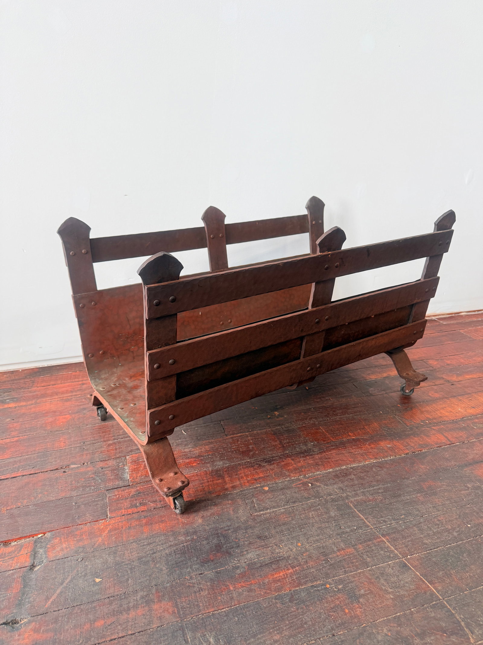 Gustav Stickley Style Arts and Crafts Copper and Iron Log Holder, C. 1910 - 9