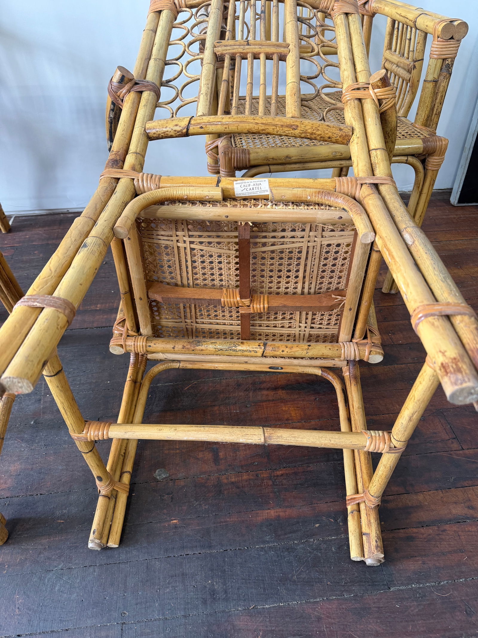 Set of 4, Calif-Asia and Cartel Bamboo & Rattan Mid Century Armchairs - 8