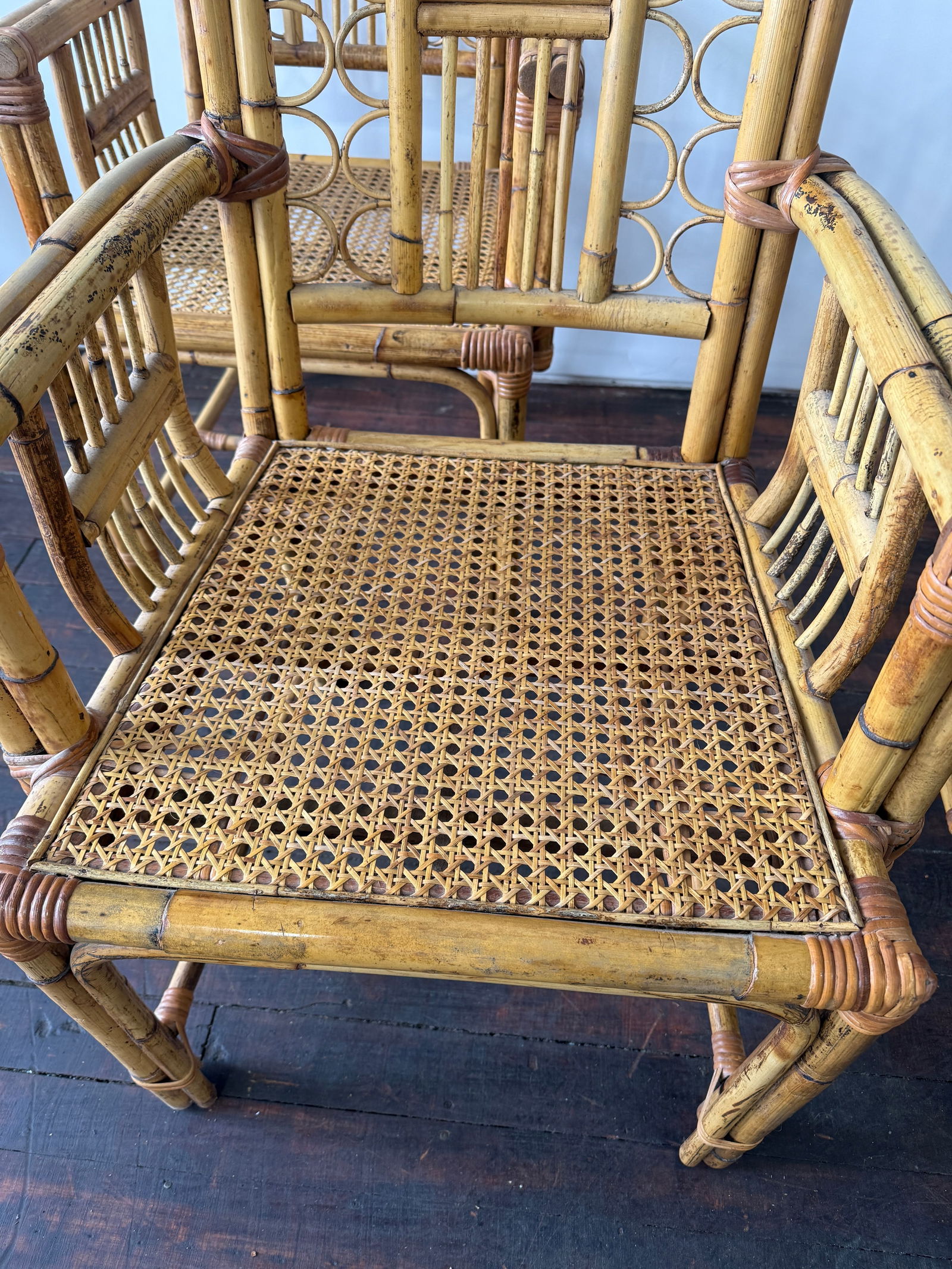 Set of 4, Calif-Asia and Cartel Bamboo & Rattan Mid Century Armchairs - 9