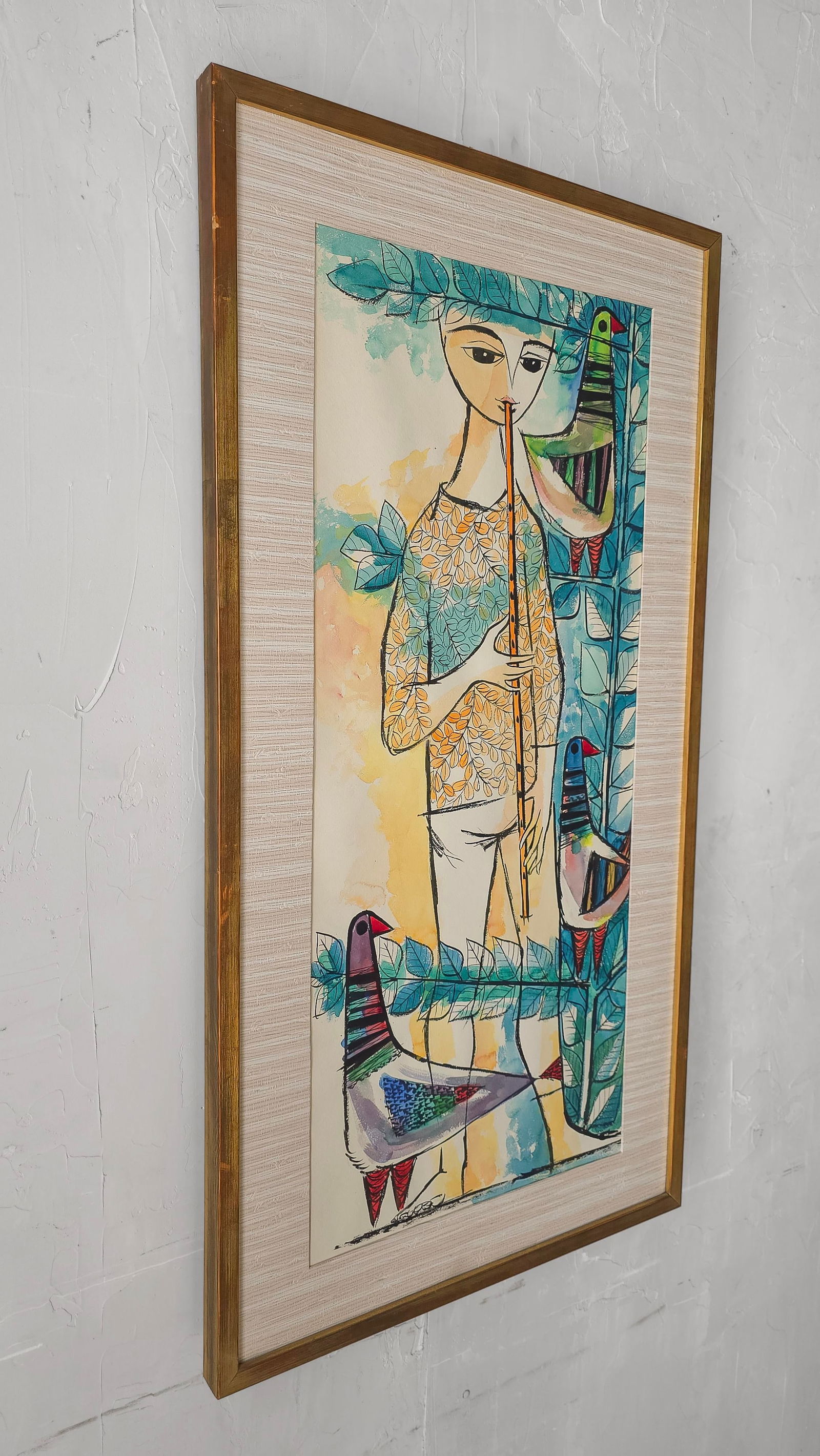 Pair of Whimsical European Mid Century Watercolor Paintings - 10