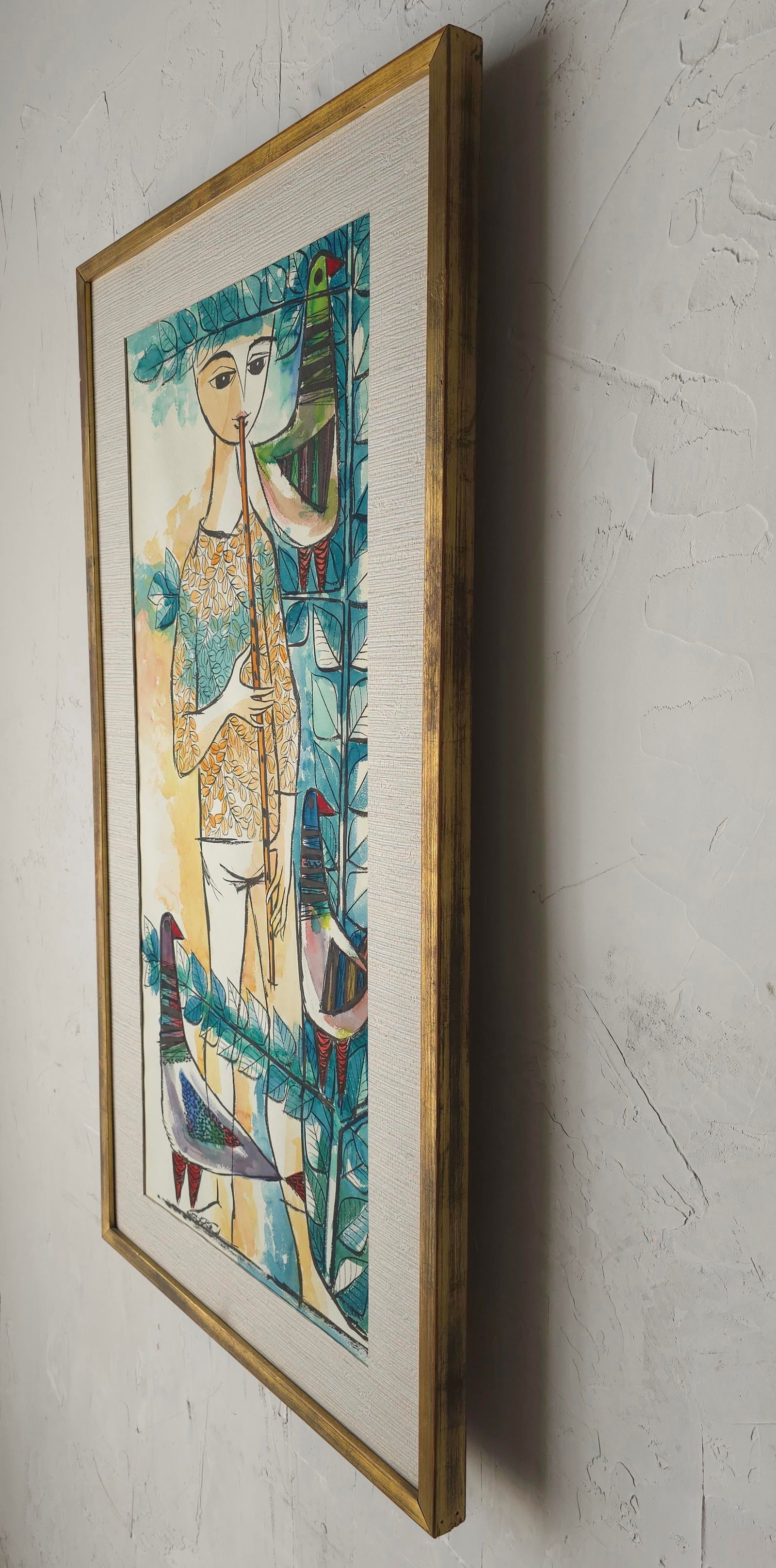 Pair of Whimsical European Mid Century Watercolor Paintings - 11