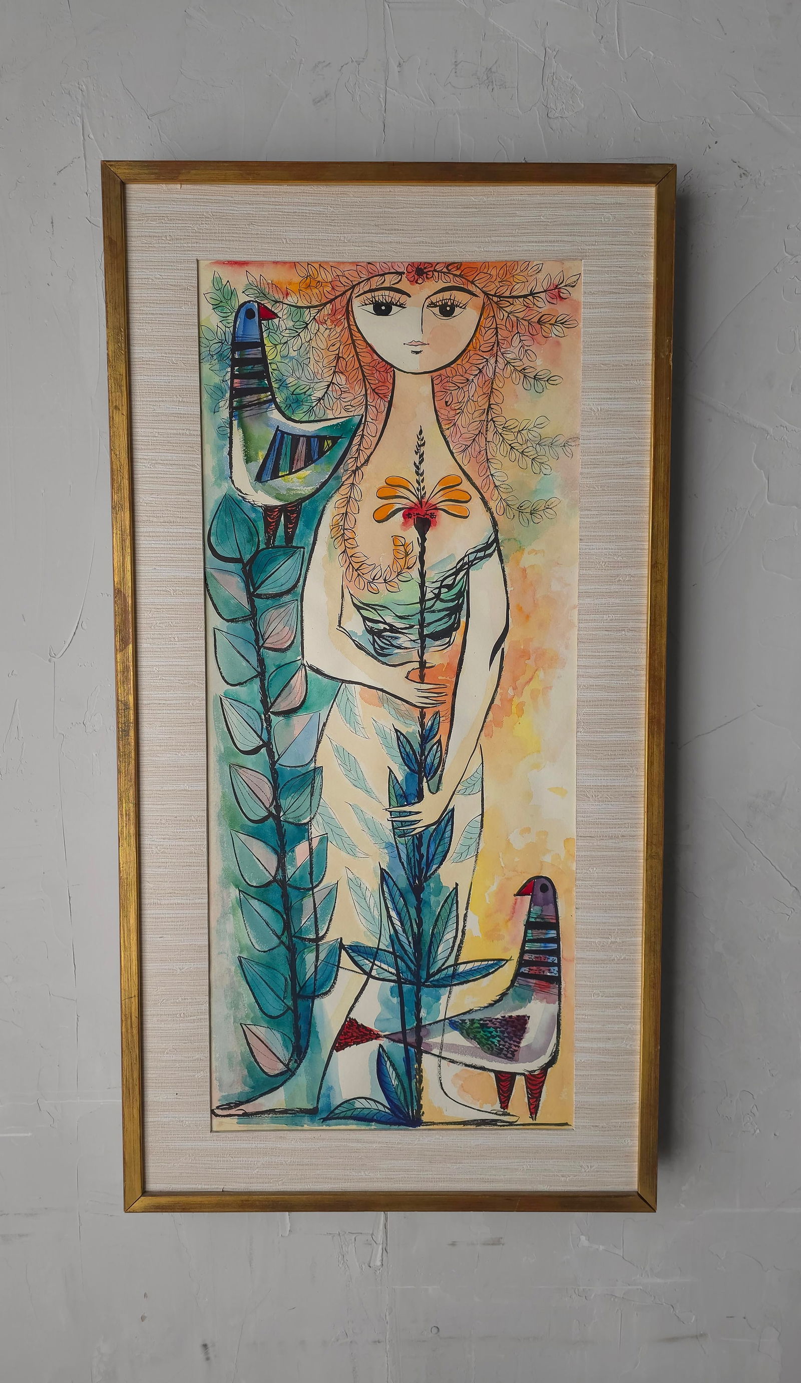 Pair of Whimsical European Mid Century Watercolor Paintings - 5