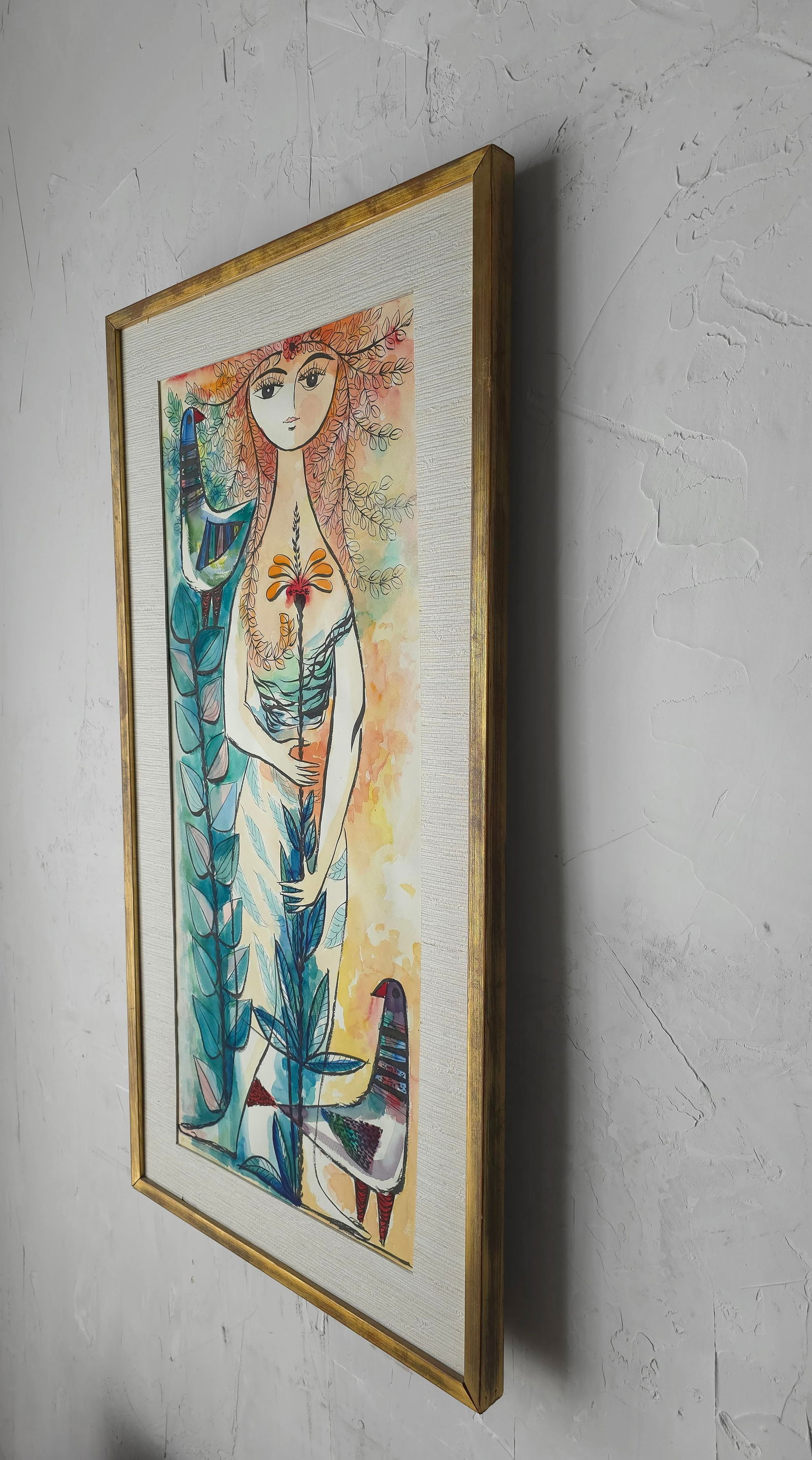 Pair of Whimsical European Mid Century Watercolor Paintings - 7